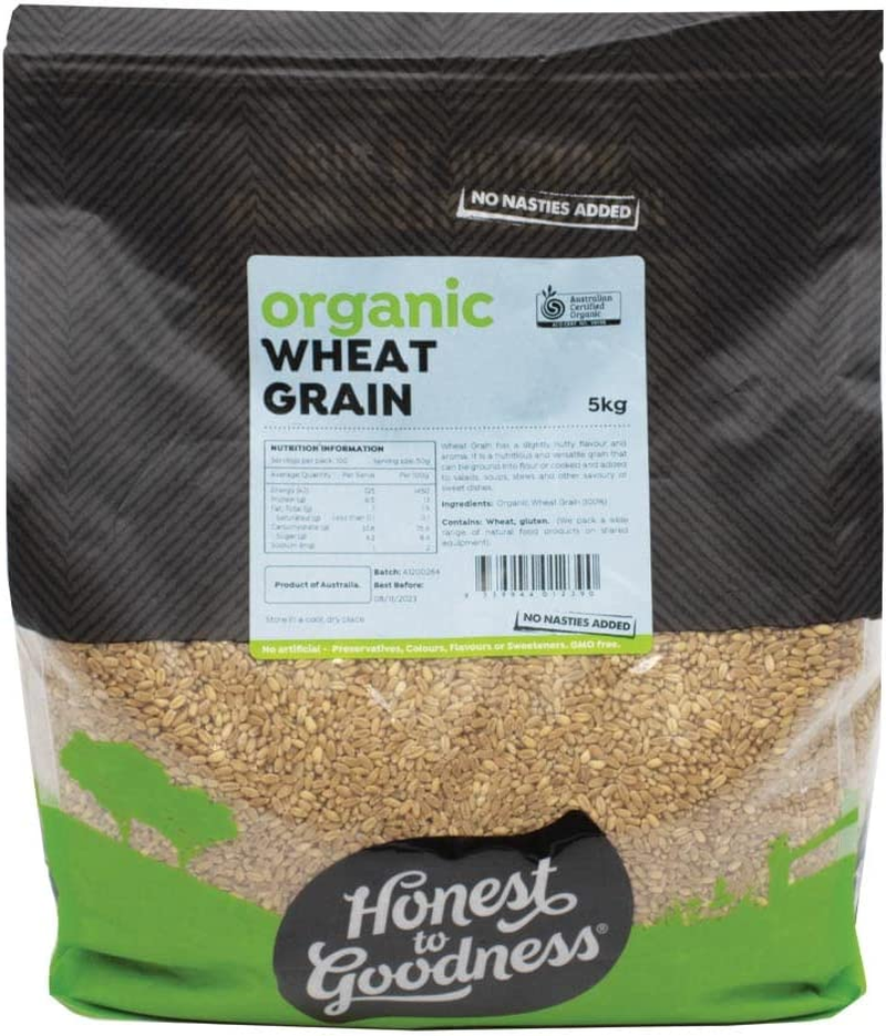 Honest to Goodness, Farm Mill, Organic Wheat Grain, 5 Kg - Ideal for Home Milling, Trojan Variety. Versatile Grain That Can Be Rolled, Milled or Combined.