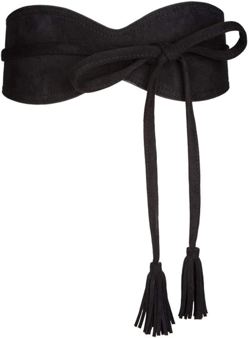 Aecibzo Women'S Bowknot Wrap around Self Tie Obi Waist Band Cinch Wide Boho Belt