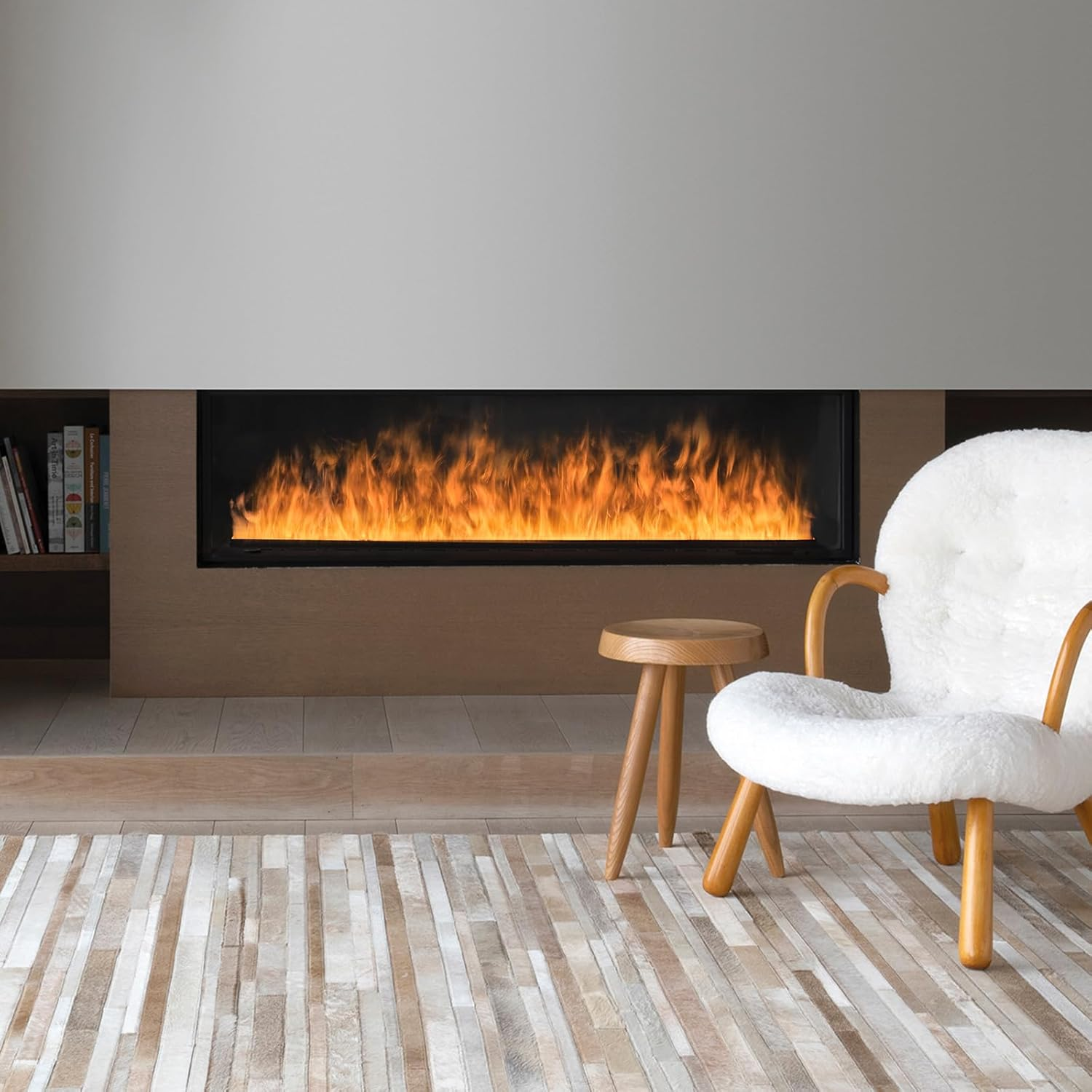 Water Vapor Fireplace Embedded with 3D Atomized Flame Dimmable, Remote Control Electric Steam Fireplace with Water Control, Burning Sound & 5Ft Power Cords, Size: L80 X W20X H21 Cm image number 4