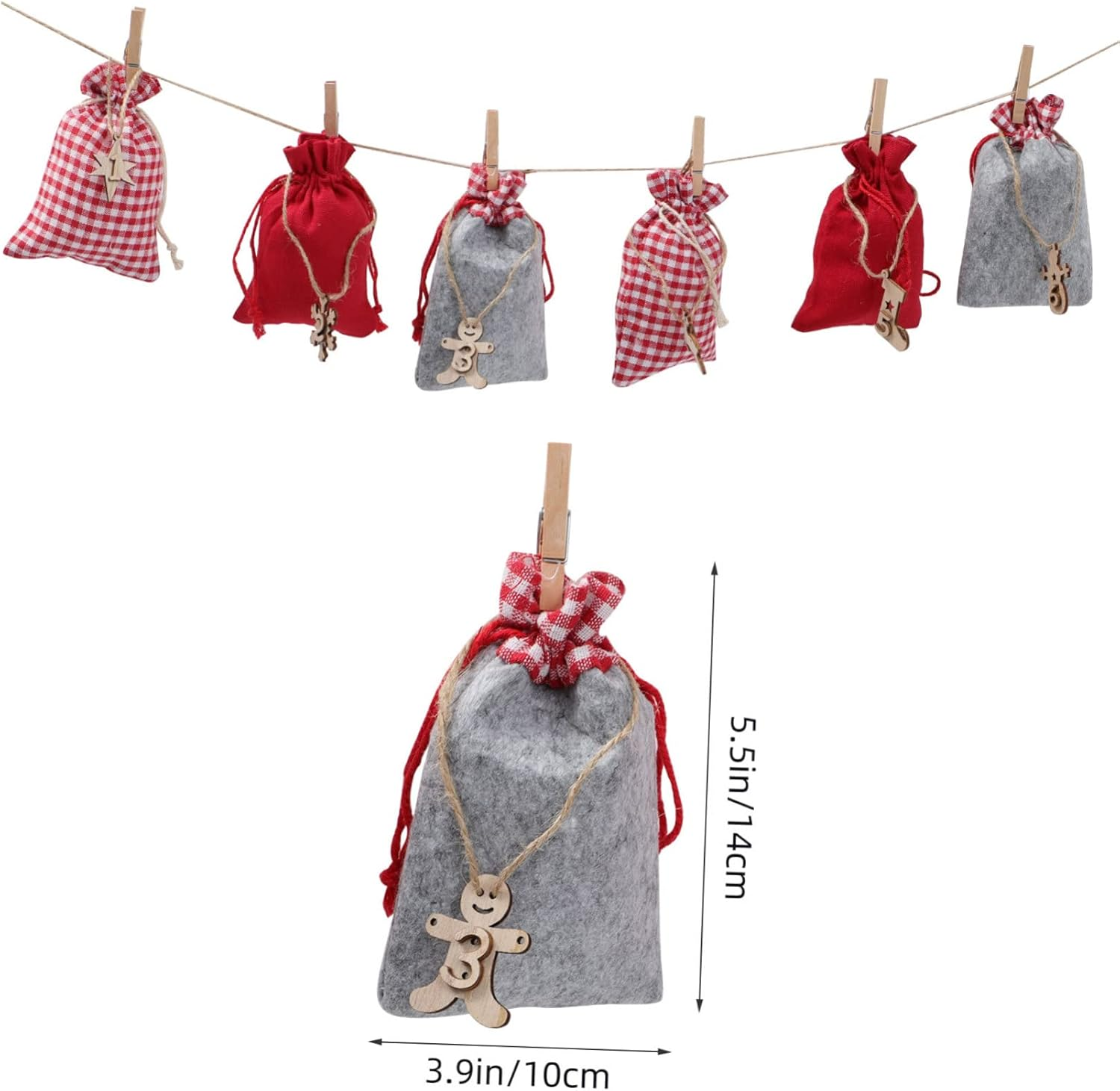 Countdown Calendar Candy Bags Present Bag Set Number Hanging Pouches Bulk Party Favor Bags Natural Jute Material Xmas Drawstring Storage Containers image number 2
