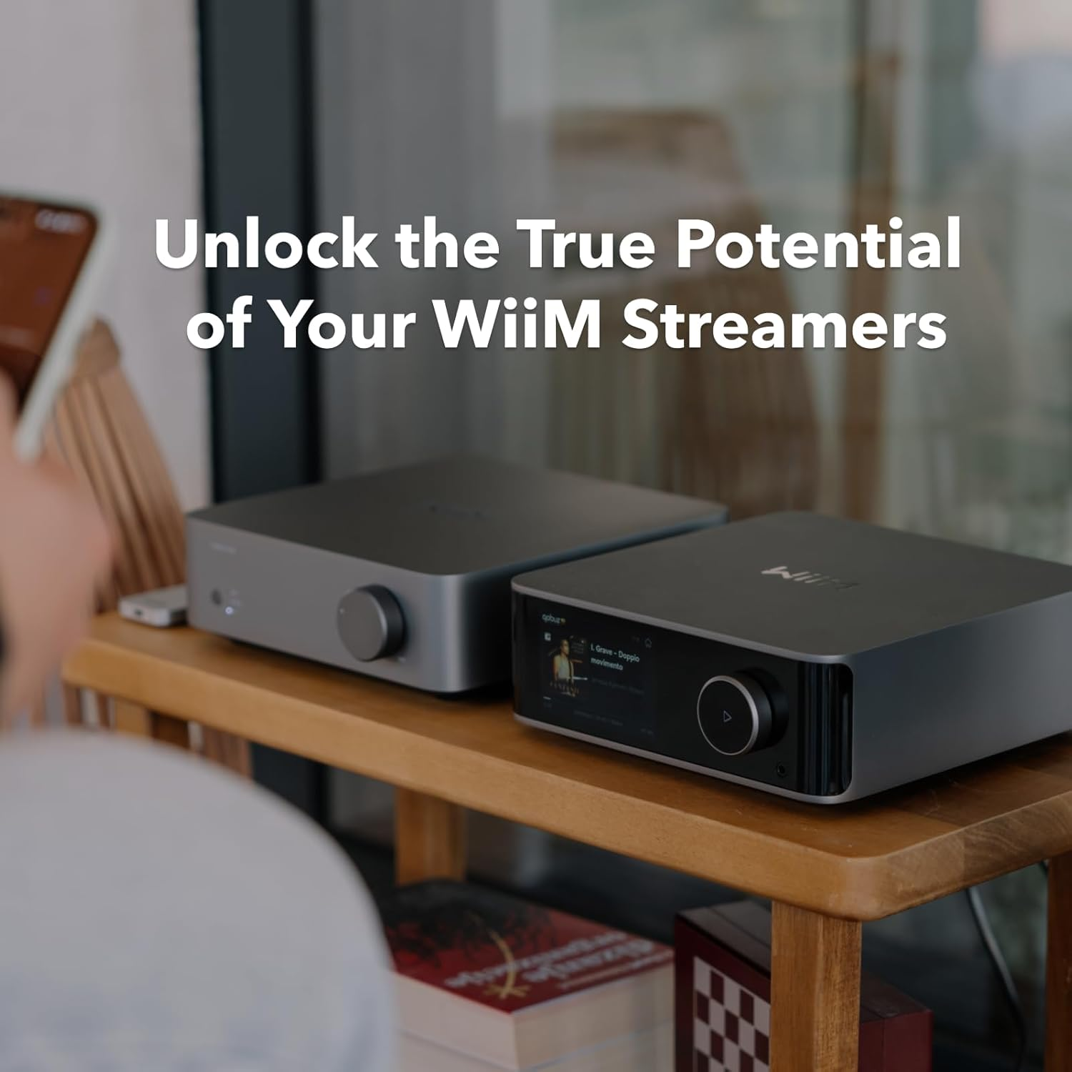 Wiim Vibelink Amp | 100W Power Amplifier with Premium ESS 9039Q2M DAC and TI TPA3255 | Compatible with Wiim Mini, Pro, Pro Plus, Ultra | RCA, Coax, and Optical Inputs | Space Gray image number 2