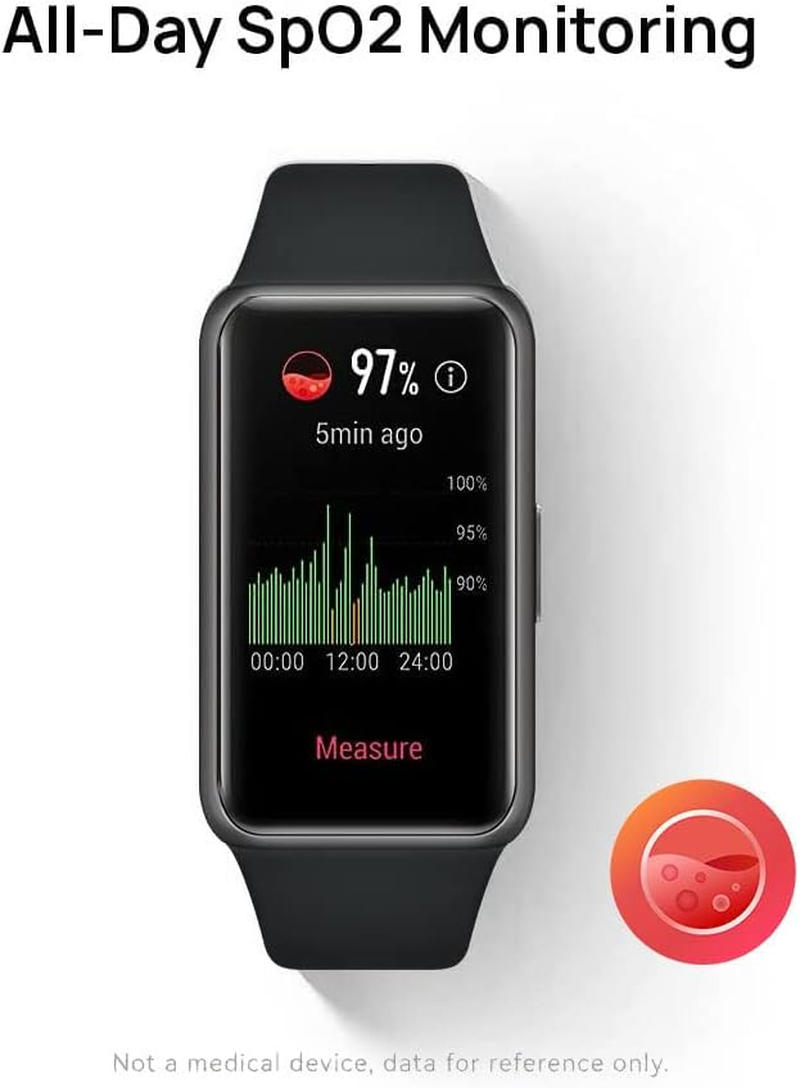 HUAWEI Band 6 - All-Day Spo2 Monitoring, 1.47" Fullview Display, 2-Week Battery Life, Fast Charging, Heart Rate Monitoring, Sleep Tracking, 96 Workout Modes, Message Reminder - Graphite Black image number 3