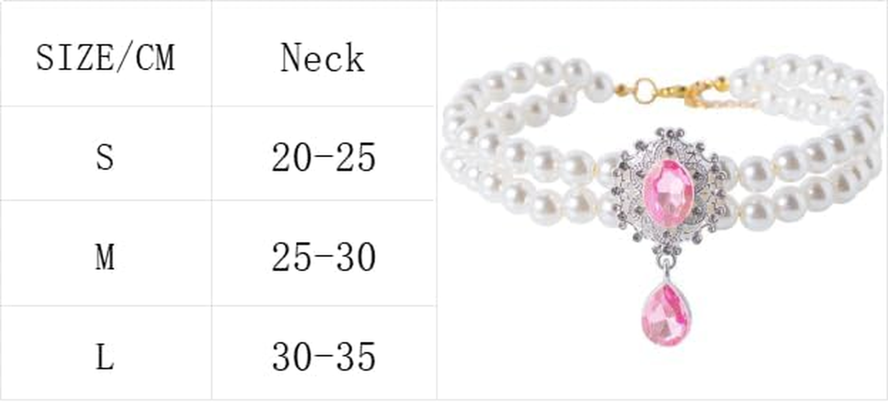 2 Row Pearls Collar for Cats Pearl Dog Collar Rhinestone Necklaces for Small Dogs Collar Accessories Cat Pearl Collar (Pink, M)