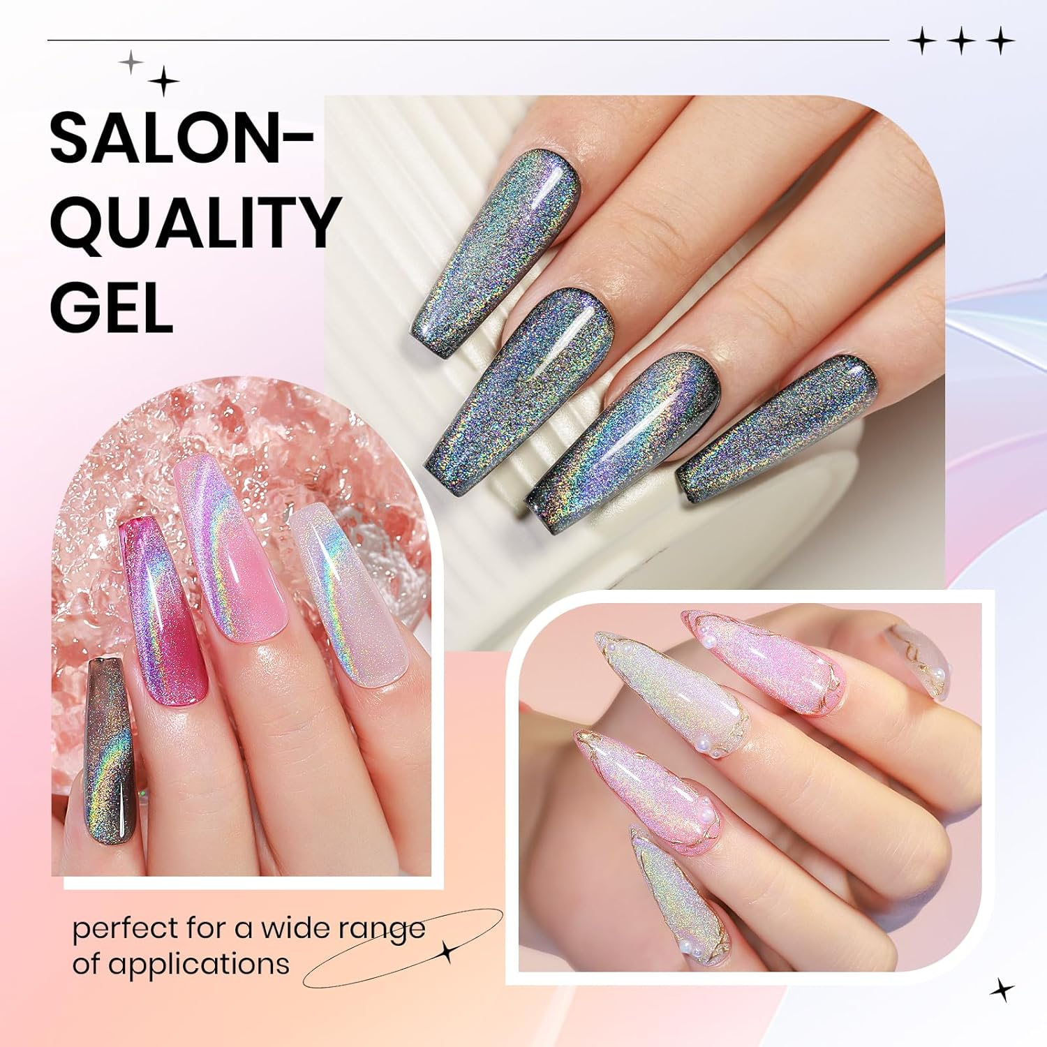SUPWEE Holographic Cat Eye Gel Nail Polish with Magnet Stick & Velvet Gel Polish, 15ML Large Capacity Magnetic Nail Art DIY Manicure Home for Starter image number 2