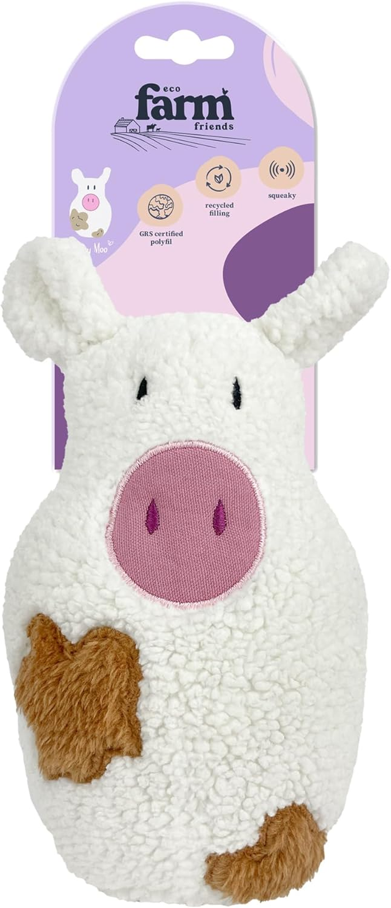 Eco Farm Friends Dog Toy Piggly Wiggly, Pink - Soft & Cuddly Squeaky Plush, Recycled Filling, GRS Certified image number 1