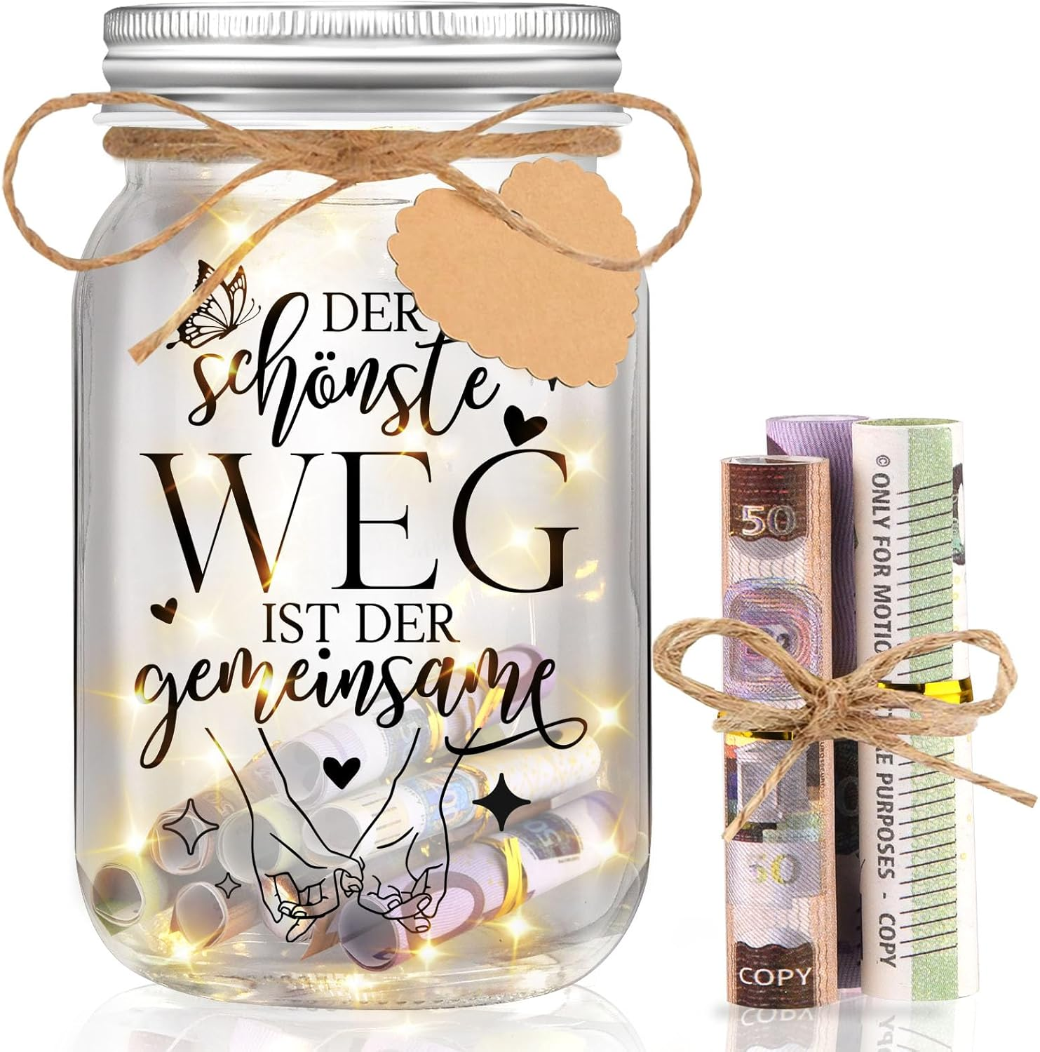 Kiimiipa Wedding Gifts for Bride and Groom, Wedding Gift LED Decorative Bottle, LED Bottle Light, Wedding Money Gift, Just Married Money Box, Wedding Gift Money, Gifts for Wedding image number 4