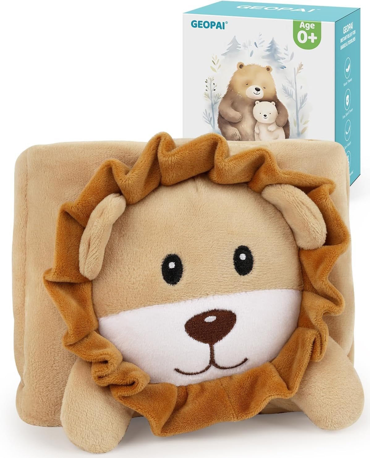 Baby Colic and Gas Relief, Flaxseed Heated Tummy Wrap for Newborns, Belly Relief by Soothing Warmth, Infants Swaddling Gripe Belt, Natural Relief Heating Pad for Upset Stomach in Toddlers, Lion image number 5