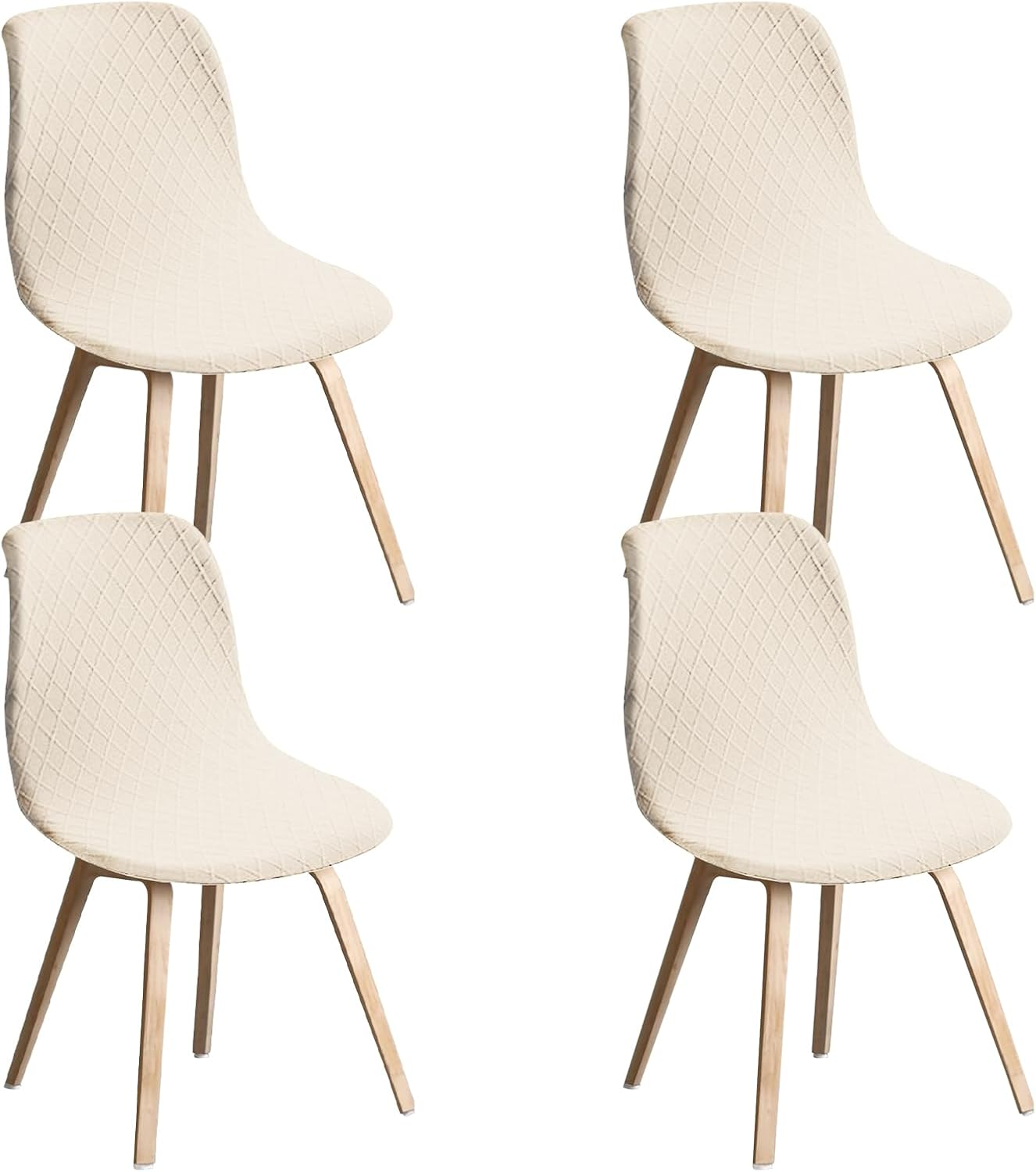 4PCS Dining Room Chair Covers, Minimalist Shell Chair Slipcovers, Elastic round Back Seat Covers, Easy to Install Arm-Less Seat Slipcover Ideal for Living Room Kitchen(Grey)