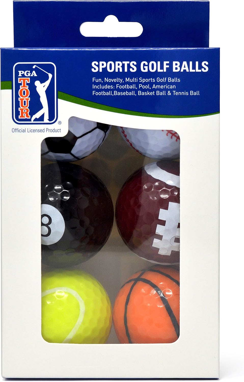 PGA Tour Fun Sport Golf Balls (Set of 6), Unisex, Multicolor image number 2
