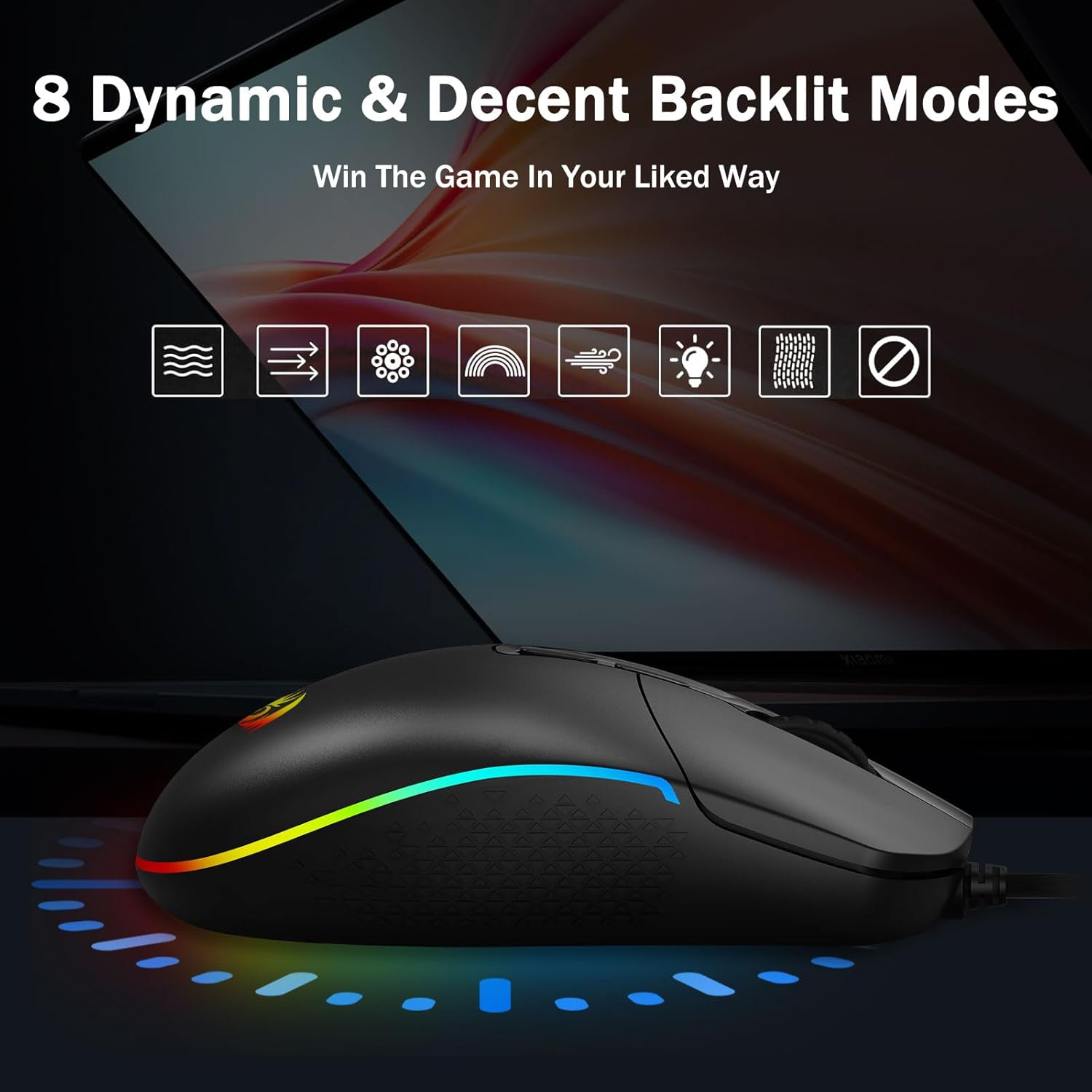 Redragon M719 Antonium RGB Gaming Mouse, 10,000 DPI Optical Wired Mice with 8 Programmable Buttons & 8 Backlit Modes, Software Supports DIY Keybinds Rapid Fire Button image number 6
