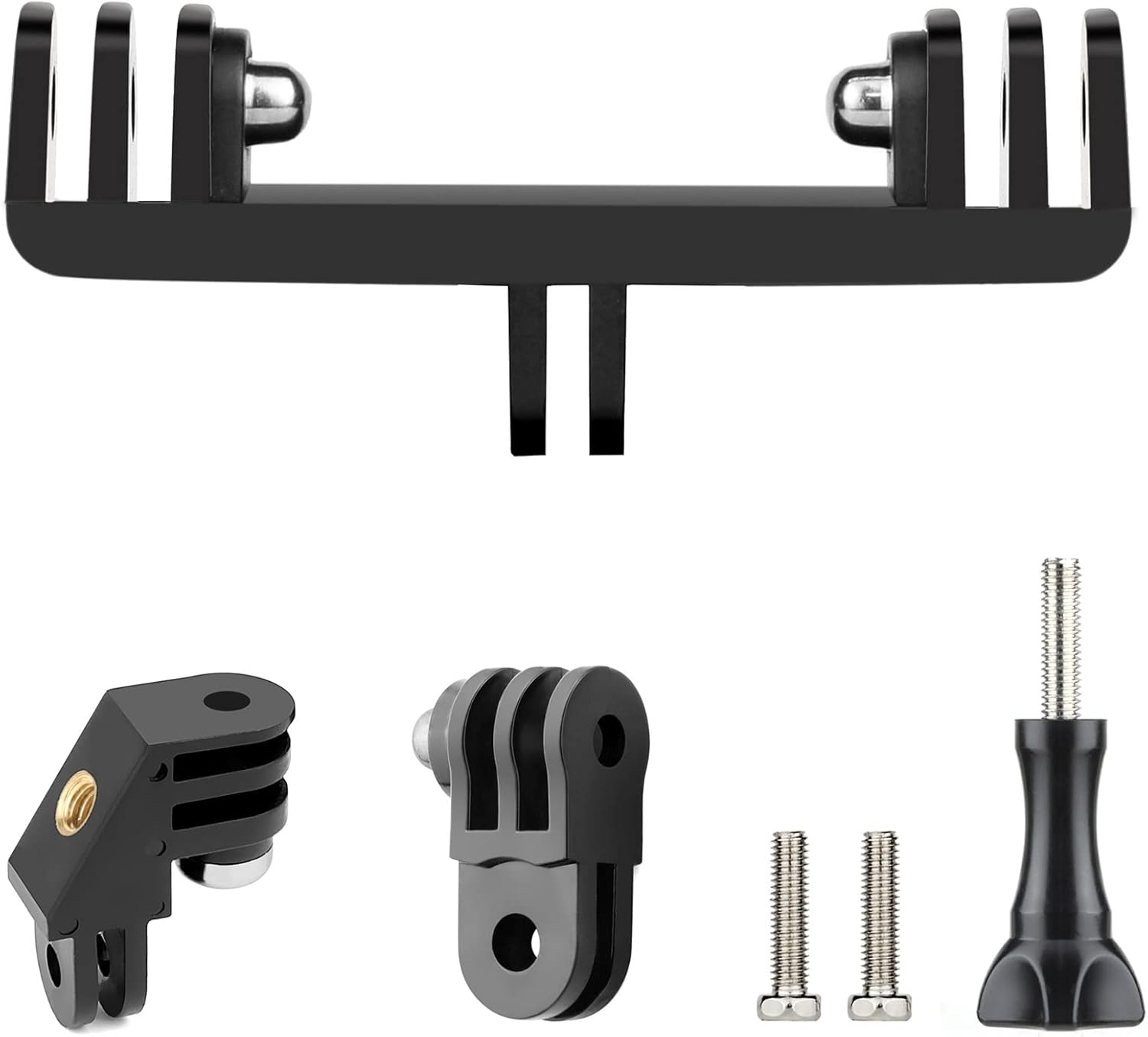 SOONSUN Dual Twin Mount with 90&deg; Direction Elbow Adapter for Gopro Hero 13 12 11 10 9 8 7 6 5 4 3 2, Session, Dual Mount Bracket Accessories for Action Camera