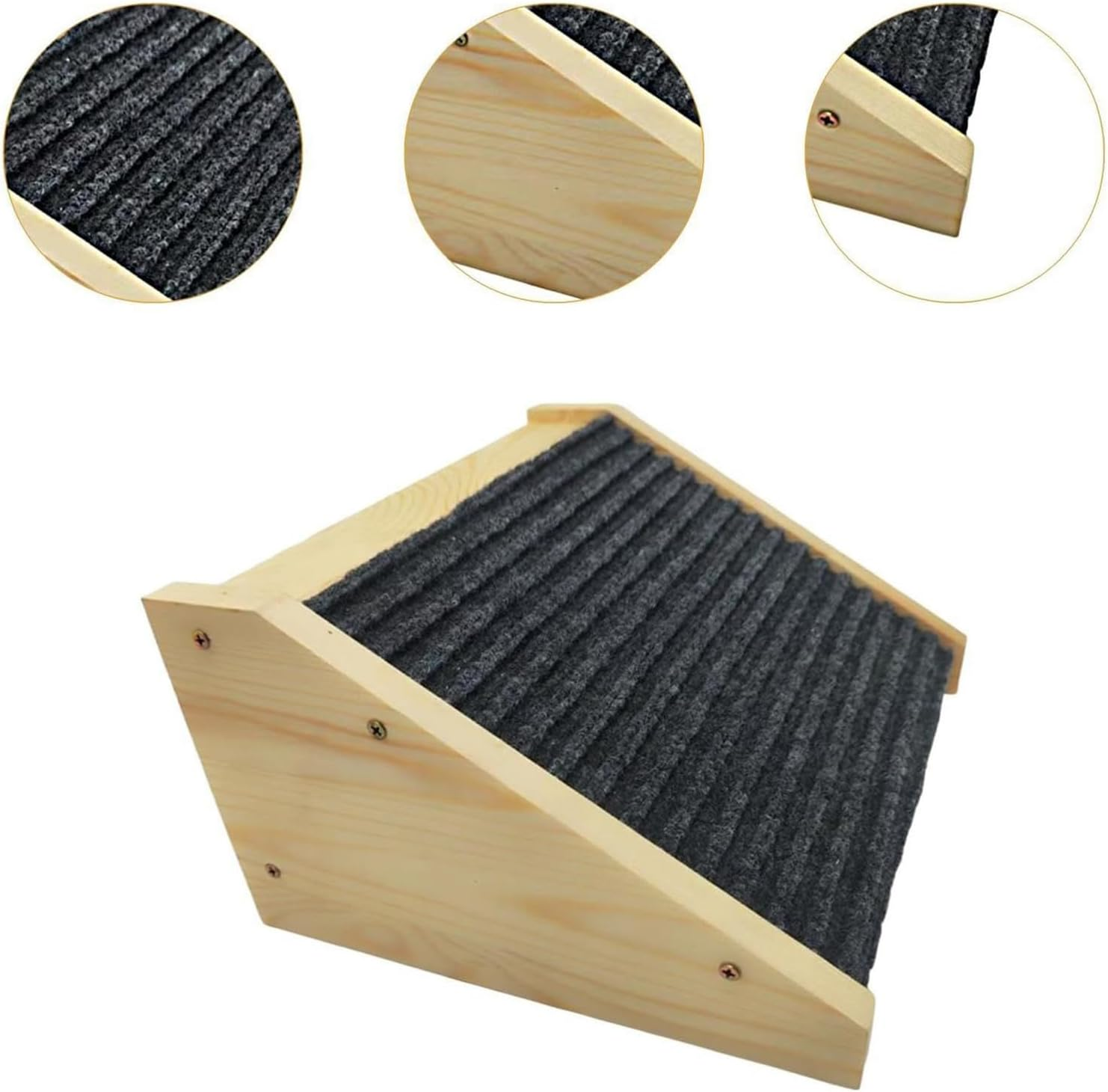 Dog Ramp for Sofa Solid Wooden Pet Ramp Car Dog Ladder with Non-Slip Traction Mat 30X15X25Cm Dogs Ramps Access Stair Assist for High Places for Sofa, Bed, Couch,Car image number 4