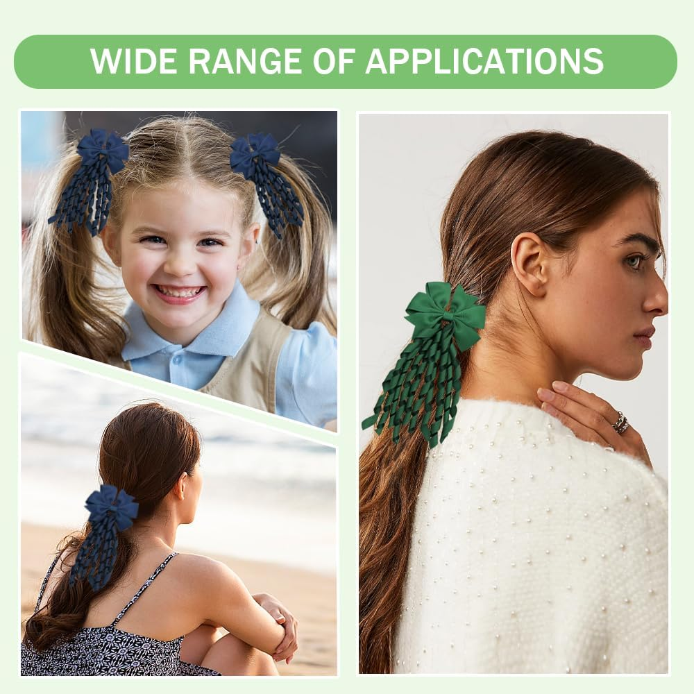 TRKETK Pack of 4 Spiral Hair Bands with Tassels Elegant Bow Hairband Women'S Cute Hair Accessories Perfect for Stylish Hairstyles for Wedding Christmas Hair Birthday image number 2