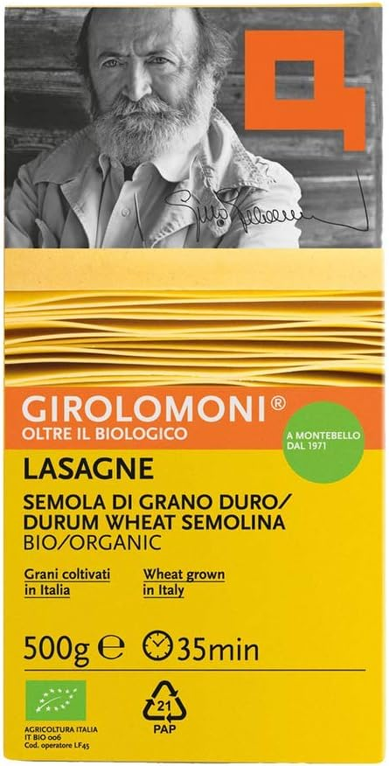 Girolomoni Girolomoni Durum Wheat Semolina Lasagne 500G, 500 G image number 1