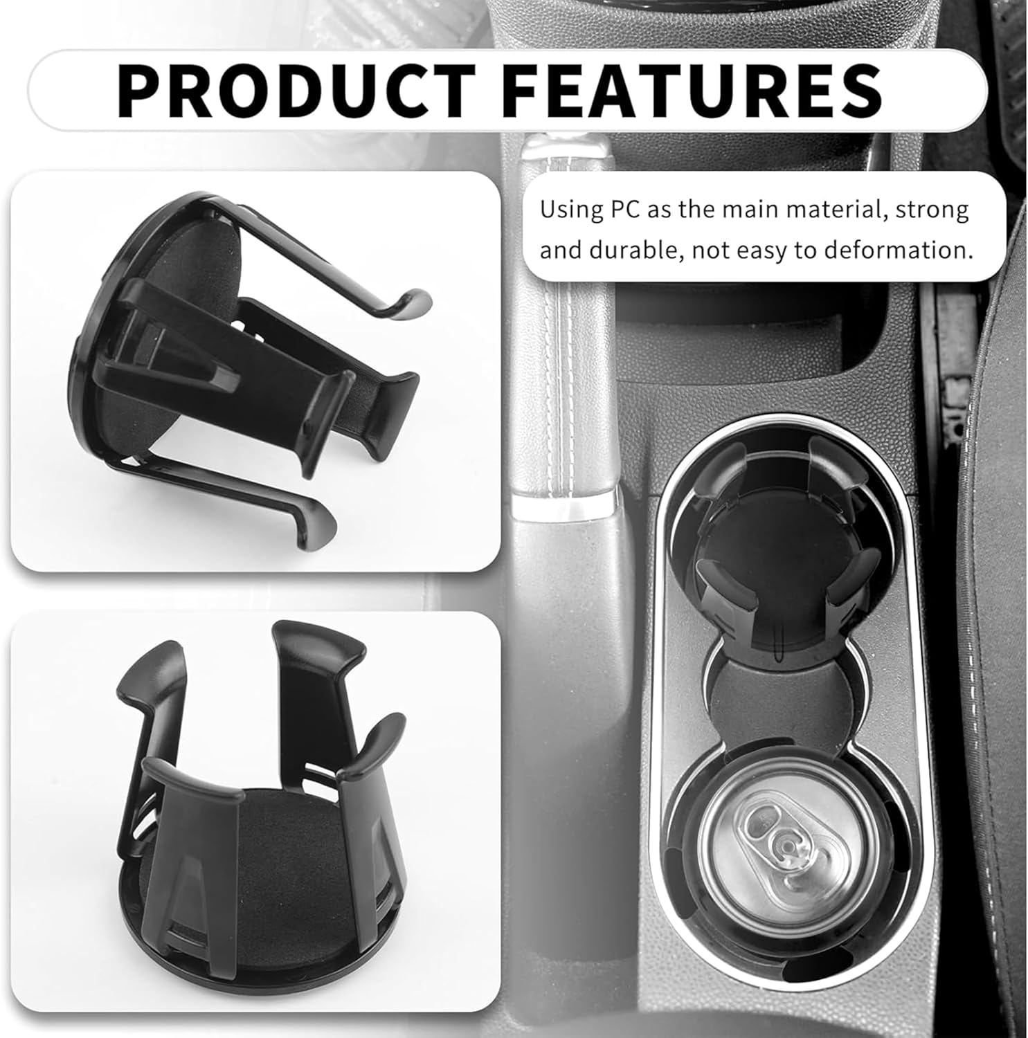Upgraded Car Cup Holder Insert,2Pcs with Adaptive Clamping Arm & Self-Adhesive Base,Solve Shaking Problem for All Drinks in Suv,Truck