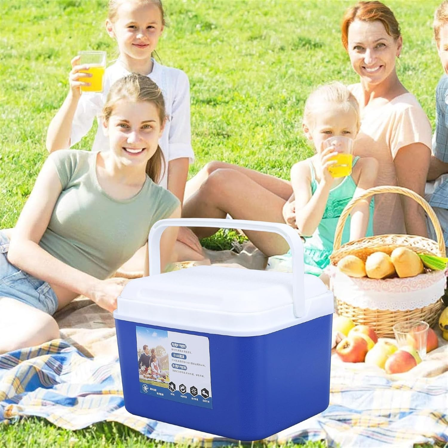 5L Insulated Portable Cooler, Large Capacity Insulated Hard Cooler Case Portable Cooler Box with Handle for Travel, Car, Picnic, Keeps Food Freshness and Drink Cool image number 2