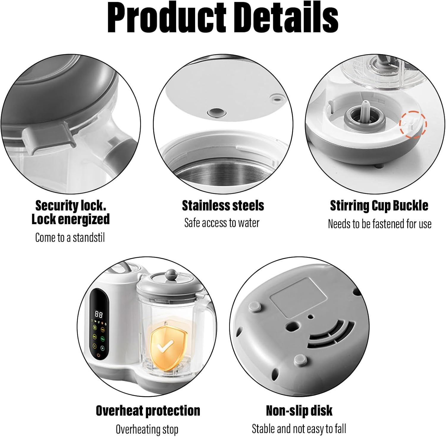 Xoxomeg Baby Food Maker Blender, Auto Cooking and Grinding with 4 Menu Multifunctional Baby Food Mixer Touch Screen Control image number 4