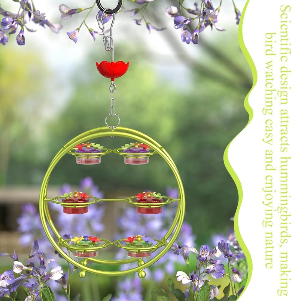 Unique Hummingbird Feeder, Multi-Port Small Birds Feeding Tools,Hangable Garden Decorative,Ornamental Bird Feed Wheel,Top Fill Leak Proof Feeders,For Garden Porch Backyard Decor image number 1