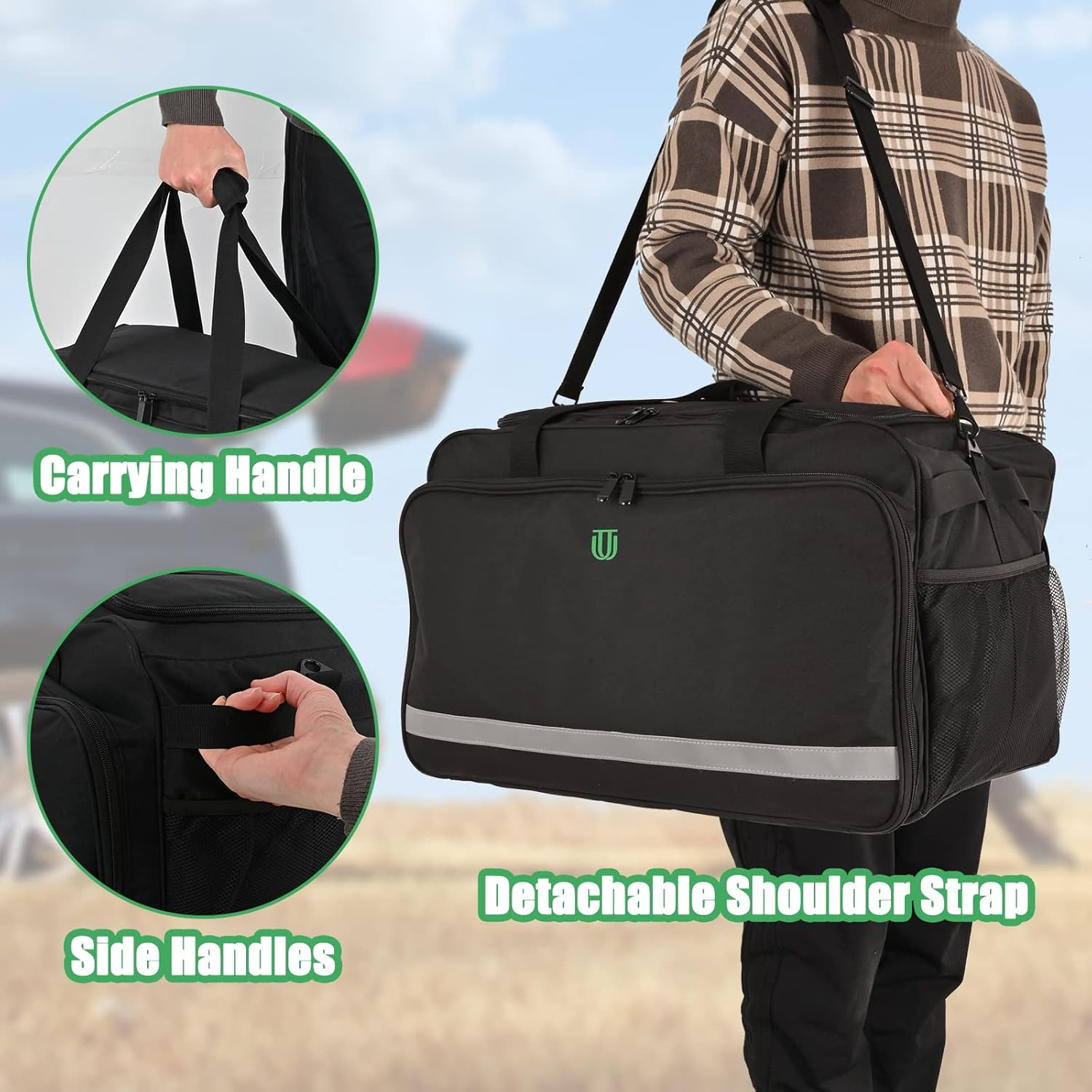 Jaffzora Extra Large Car Detailing Bag, Cleaning Caddy for Auto Detailing Supplies, Car Cleaning Storage Trunk Organizer for Polisher and Vehicle Wash Tools, Black&hellip; image number 6