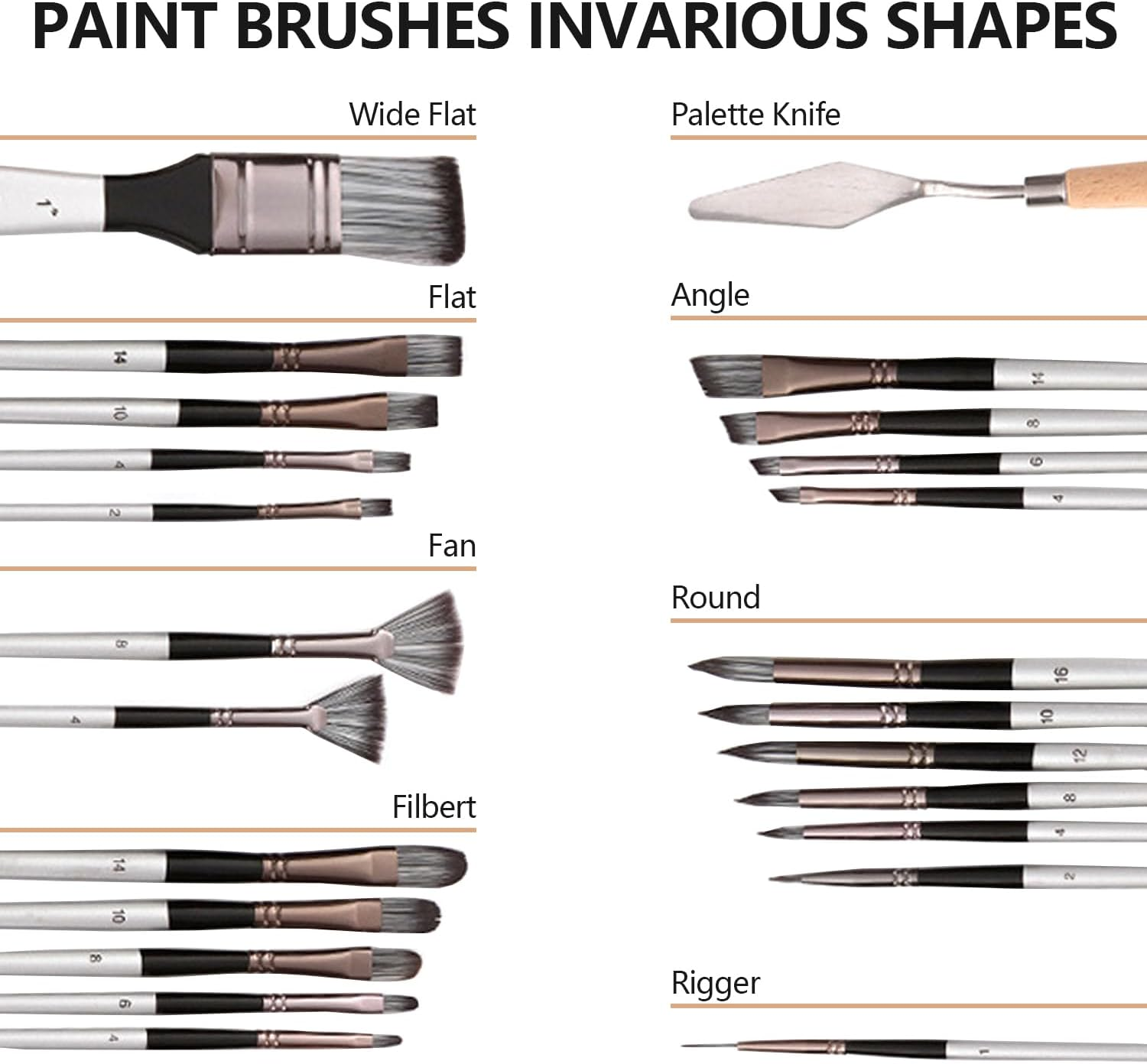 24 Pcs Paint Brush Set,Acrylic Paint Brush Set, Enhanced Synthetic Brush with Canvas Roll and Palette Knife for Acrylic, Oil, Watercolor and Gouache Painting image number 2