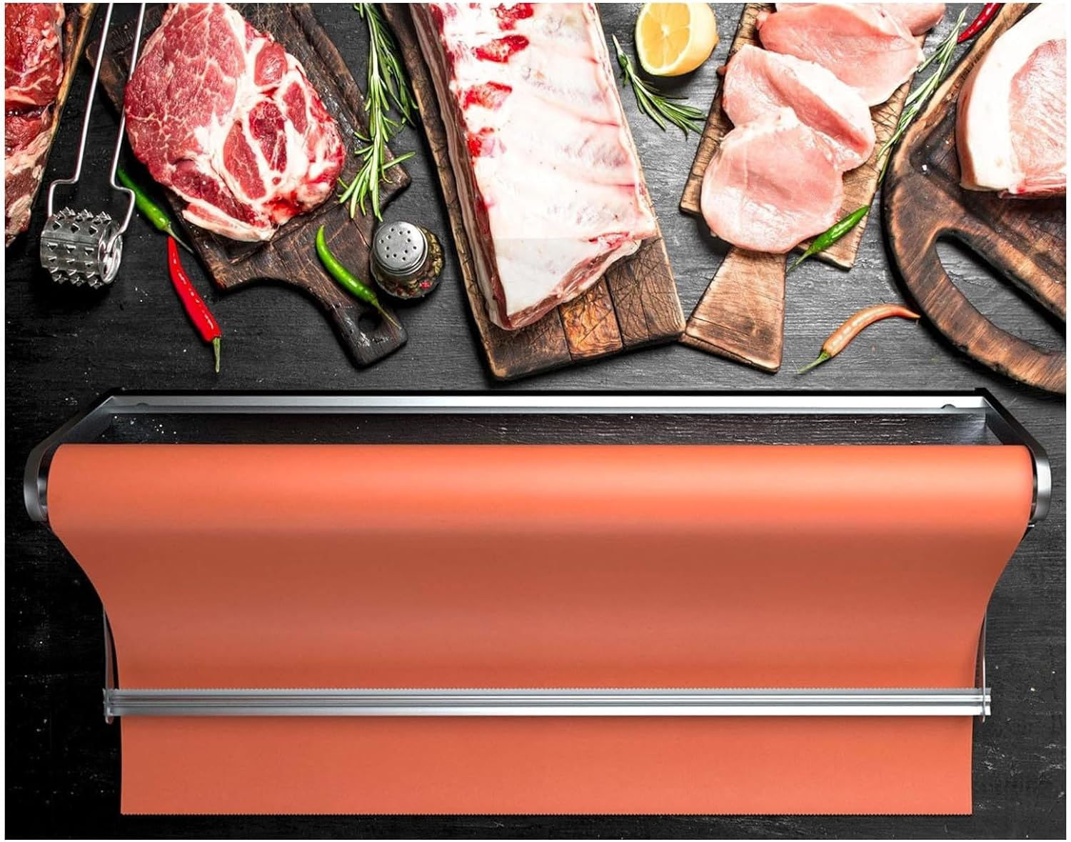 Paper Roll Dispenser and Cutter - Long 24" Roll Paper Holder - Great Butcher Paper Dispenser, Wrapping Paper Cutter, Craft Paper Holder or Vinyl Roll Holder - Wall Mountable image number 1