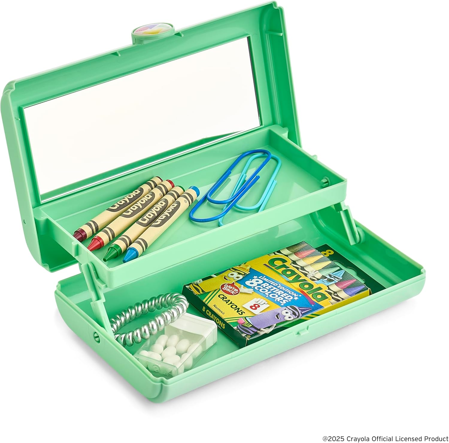 Caboodles Take It Tote, Crayola Limited Edition Retired Colors, Magic Mint, Makeup Travel Case with Large Built-In Mirror, Autoopen Tray, Snap-Tight Lid, Ideal for Quick Touch Ups on the Go