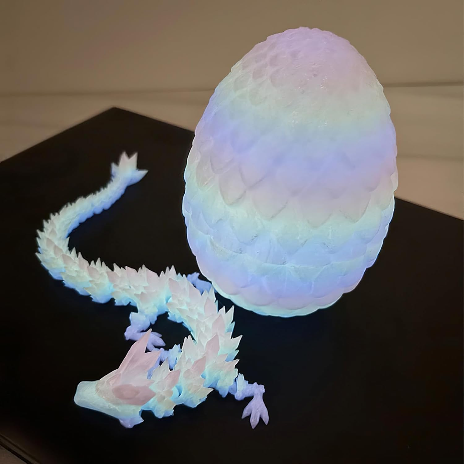 3D Printed Rainbow Dragon Eggs with 11" Articulated Dragon inside - Glow in the Dark Surprise Egg, Stress Relief & Focus Promotion, Home & Office Decor image number 5