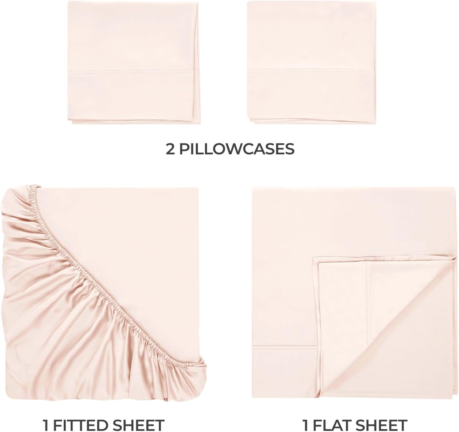 Superior 400 Thread Count Egyptian Cotton Sheet Set, Bedroom Sheets, Modern Home Essentials, Bedding Basics, 1 Elastic Deep Pocket Fitted Bed Sheet, 1 Flat Sheet, 2 Pillowcases, Full, Pink image number 6