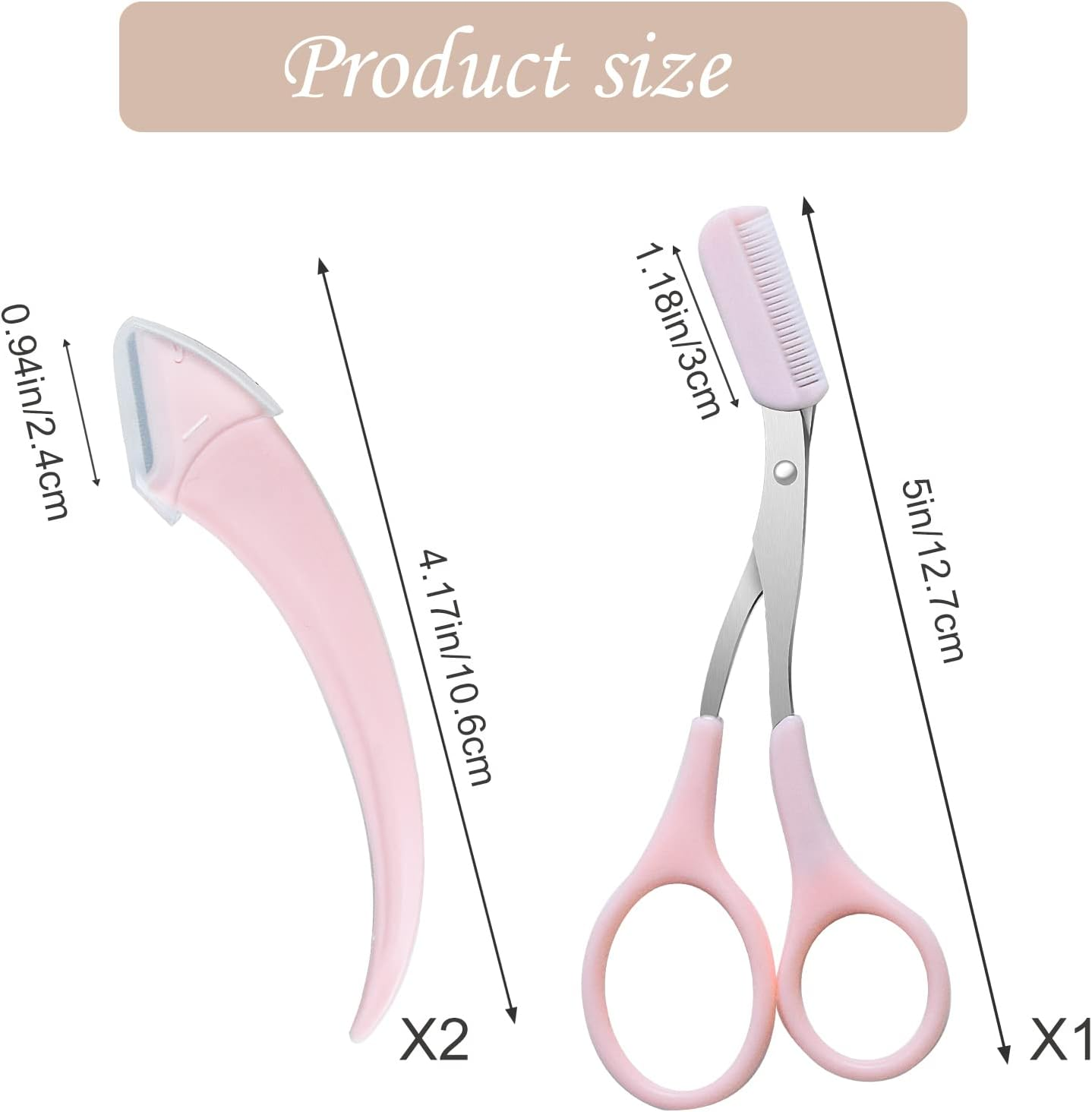 3 Pcs Eyebrow Trimmer Scissor, Eyebrow Razor Eyebrow Comb Scissor Eyebrow Cut Scissor Eyelash Hair Remover Cut Eyebrows Shaping Tool Eyebrow Grooming Set Eyebrow Scissor with Comb for Men Women (Pink) image number 1