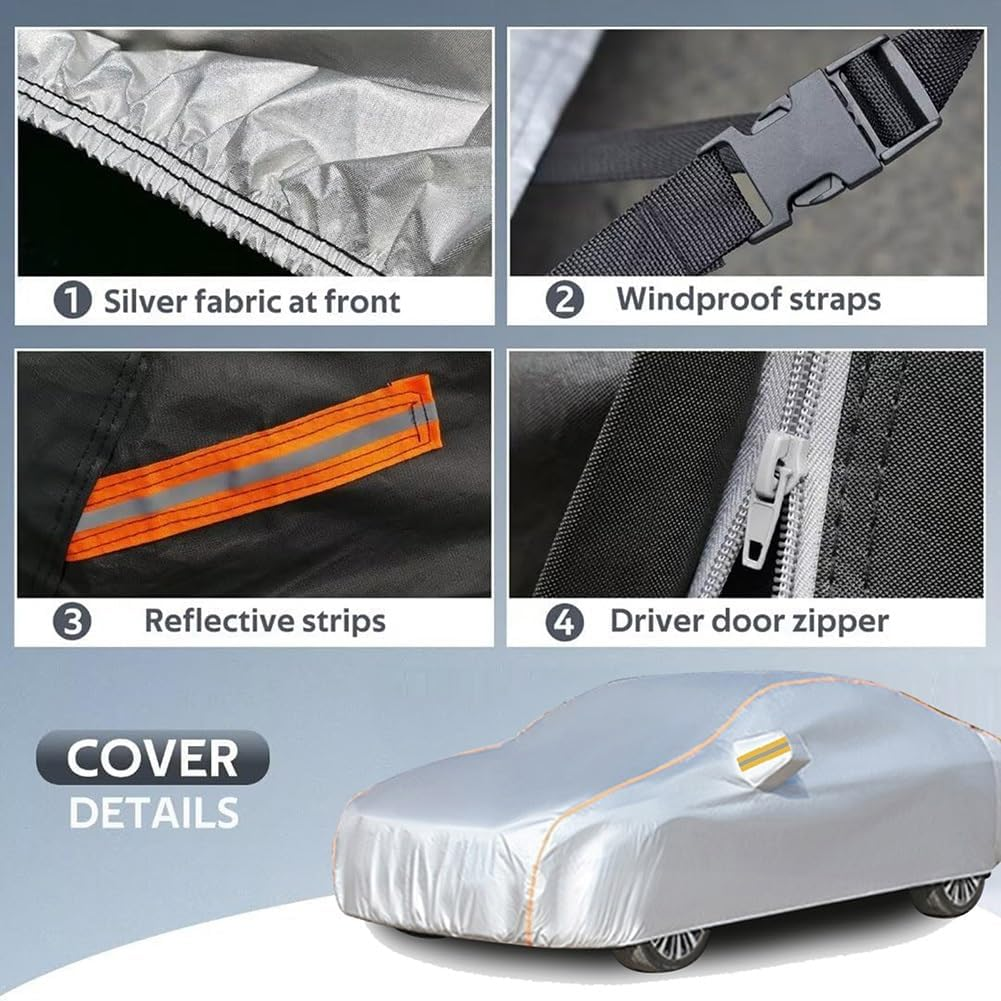Car Cover Custom for Toyota Caldina,Full Car Cover Waterproof Breathable All Weather Snow Sun Uv,Outdoor Car Tarpaulin with Side Zipper and Four-Wheel Windproof Rope image number 3