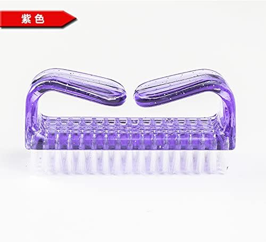 1Pcs Handle Nail Brush Nail Hand Scrubbing Cleaning Brush, 8Cm Purple/Green/Pink/Blue Handle Grip Nail Brushes Hand Fingernail Brush Cleaning Brush for Toes and Nails image number 5