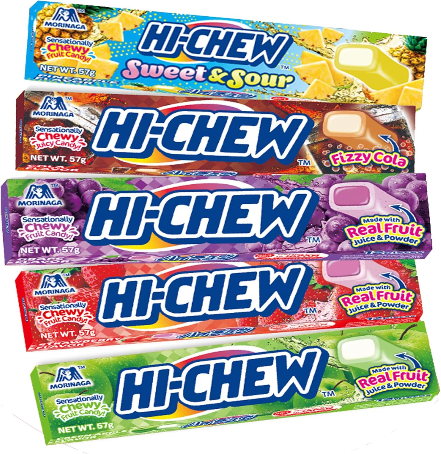 Hilary Whole Foods Hi Chew Japanese Candy Variety Pack (5 Assorted Flavors) | Sweet and Sour (Pineapple), Carbonated Cola, Grape, Strawberry, Green Apple image number 6