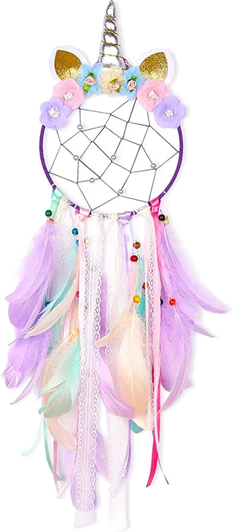 Unicorn Dream Catchers for Girls Wall Hanging Decor and Hair Clip Hanger Organizer Ornament Festival Gift image number 2