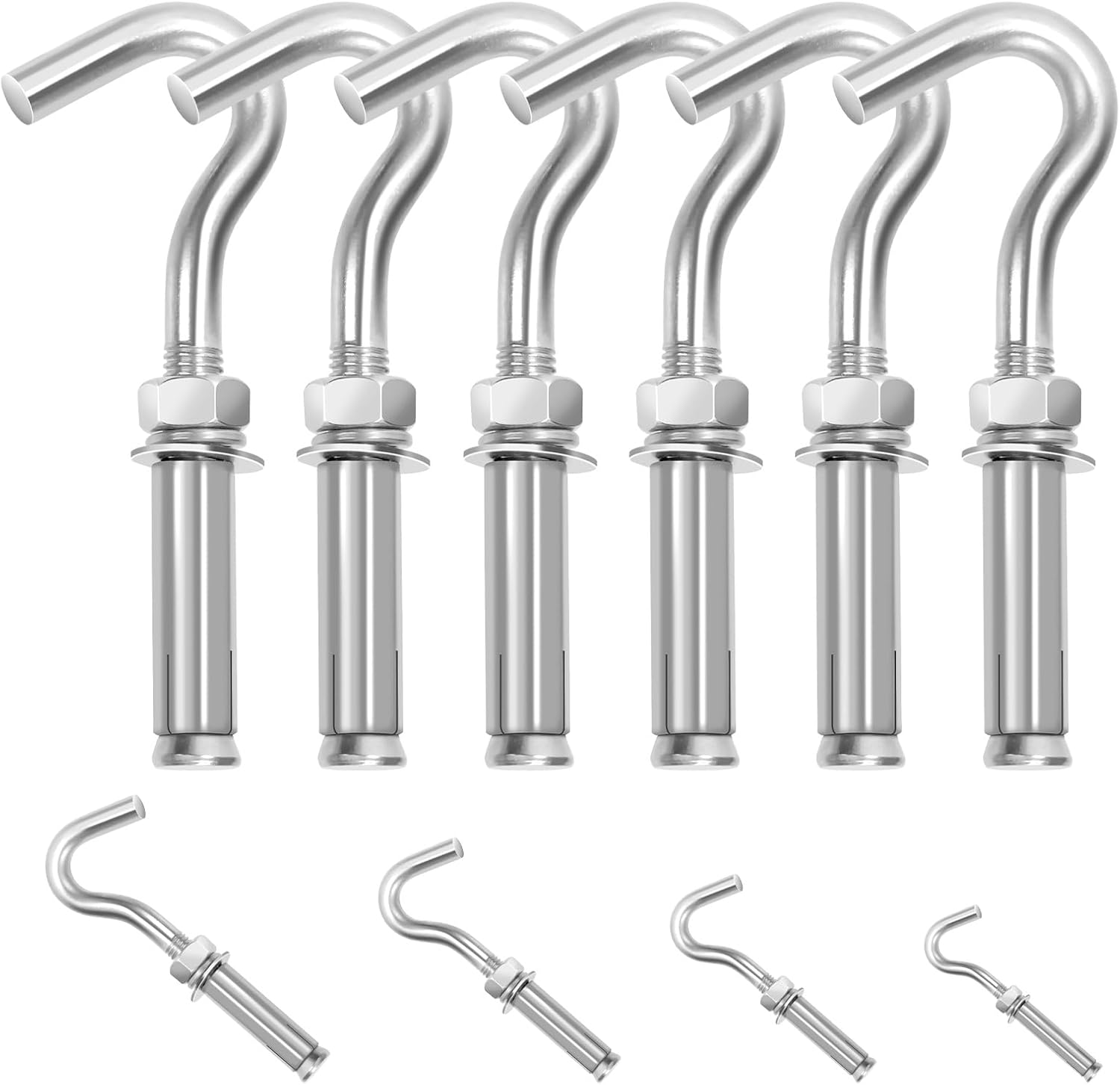 Cimeton 6Pcs M12 Concrete Wall Hook 304 Stainless Steel Expansion Hook Heavy Duty Hook Concrete Wall Hook Screw Open Cup Hook Heavy Duty Hooks Expansion Bolts image number 5