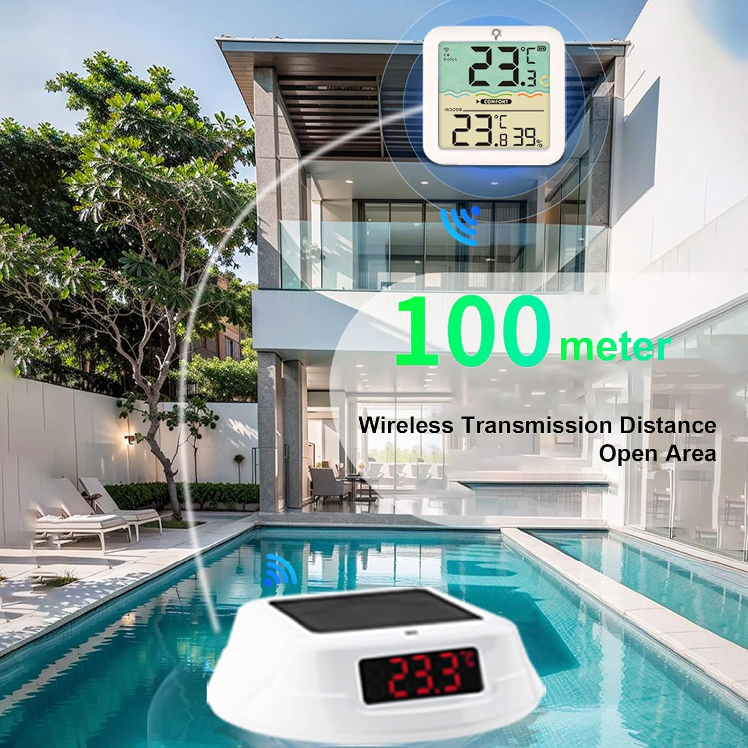 Wireless Floating Pool Thermometer Colorful Light Change Swimming LED Display Indoor Outdoor Temperature Detector Hot Tub IP68 Rainproof Long-Lasting Solar Charging image number 4