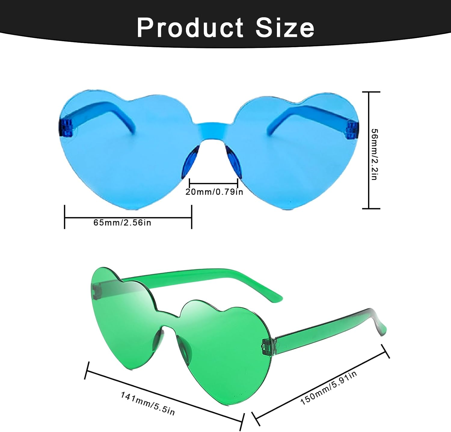 12PCS Party Glasses Frameless Candy Heart-Shaped Sunglasses Love Glasses Photo Booth Props Party Accessories Suitable for Parties Masquerade Parties Theme Parties Travel Cycling
