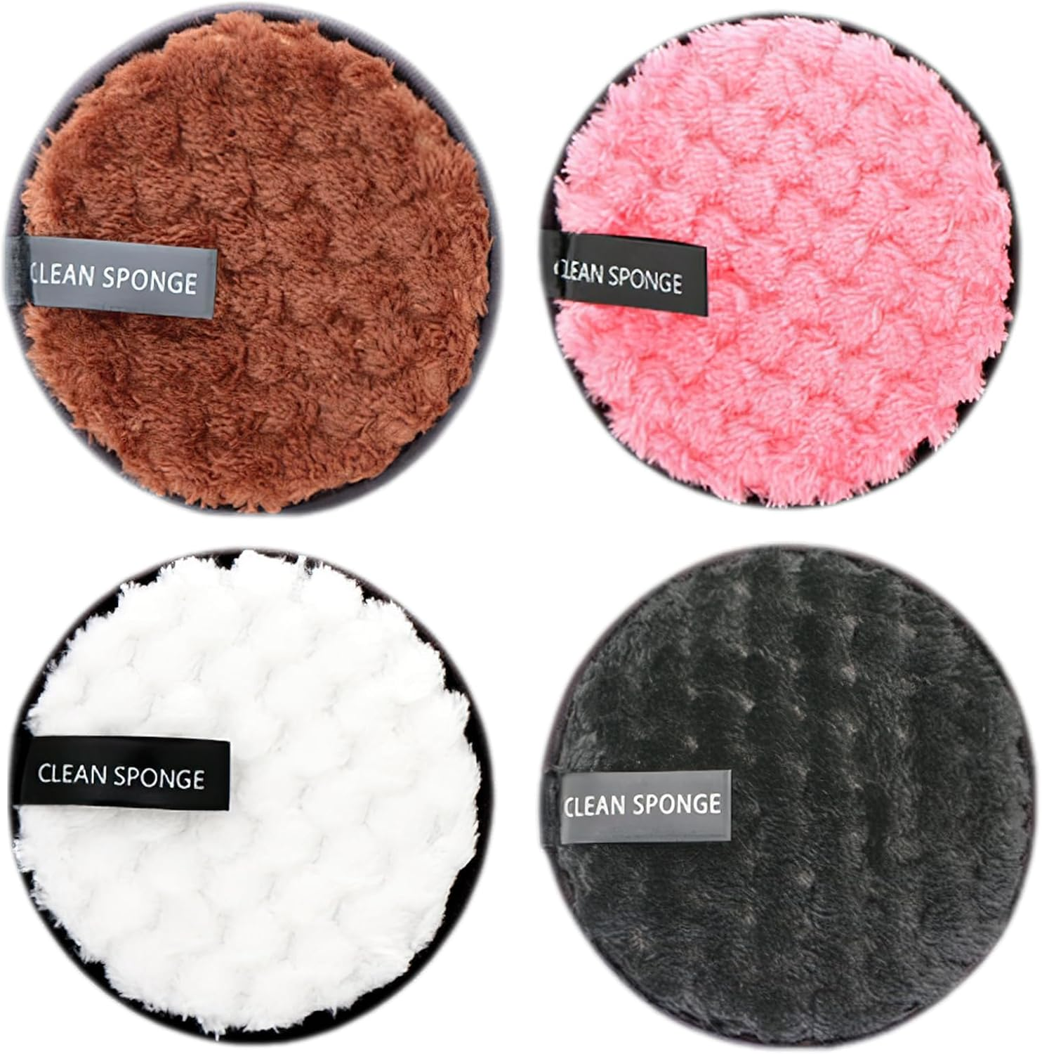 YSHIGUING Reusable Makeup Remover Pads,4Pc Reusable Makeup Remover Cloths Face Pads for All Skin Types, Washable Microfiber Face Cleaner Puff Facial Cleansing,Black/Coffee/White/Pink image number 2