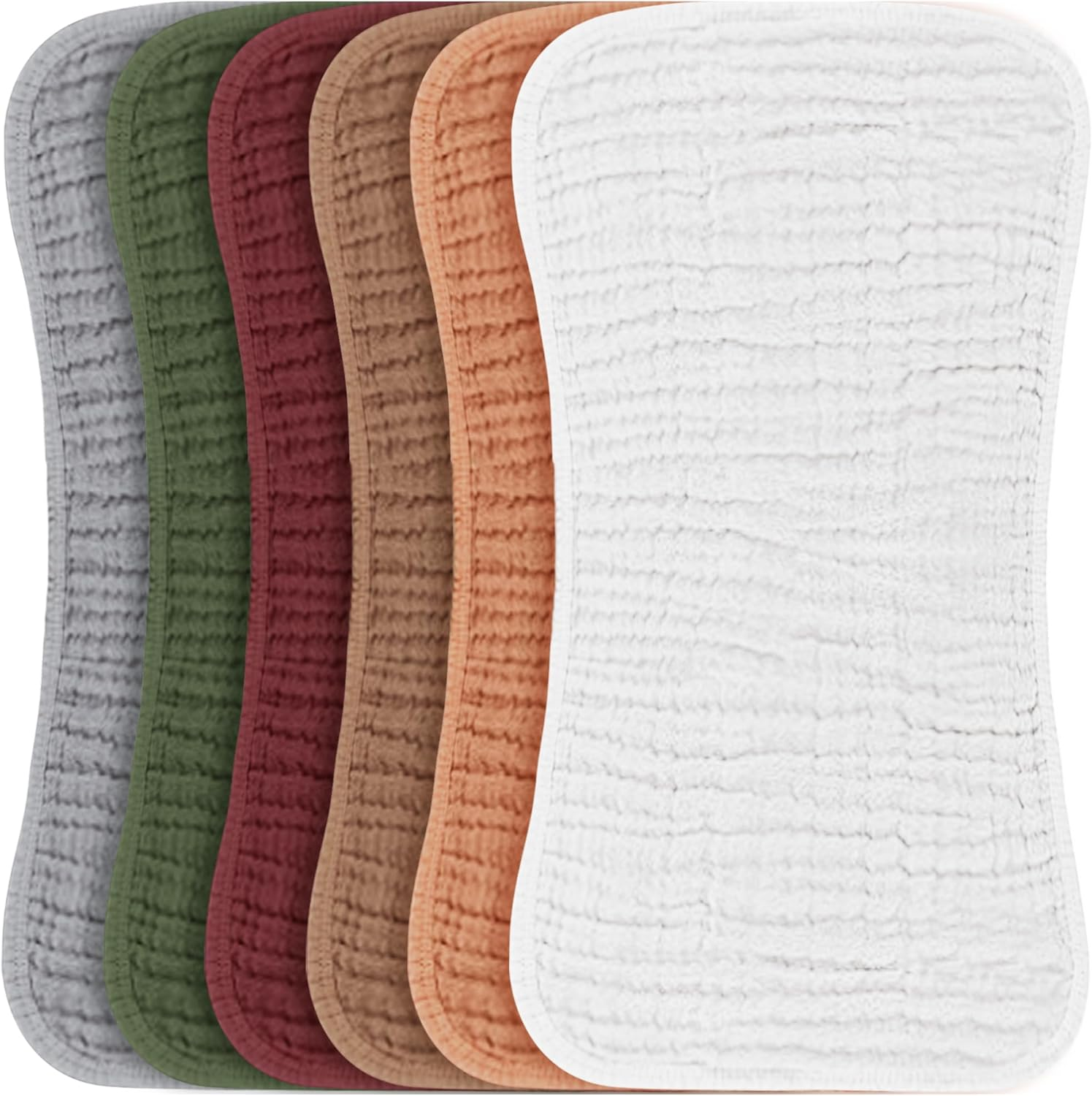 Konssy Muslin Baby Burp Cloths Sets for Unisex- 6 Pack Large 100% Cotton Burping Clothes for Newborn，Baby Girls and Boys