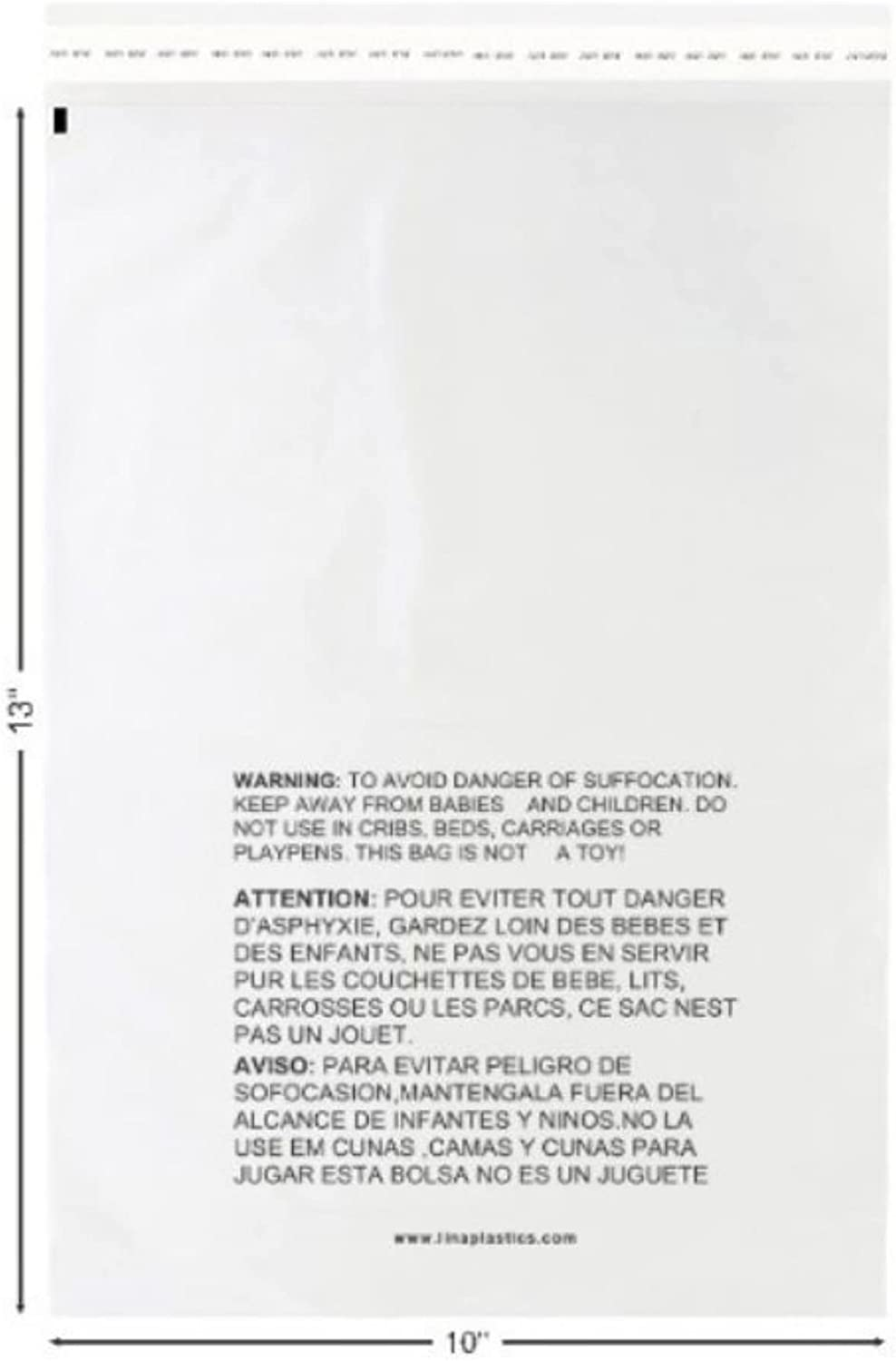 50 Pack 10" X 13" Self Sealing Adhesive Clear Plastic OPP Poly Bags Transparent Clear Bags T Shirt Flat Open Top Apparel Poly, (10" X 13" (50 Count)) image number 3