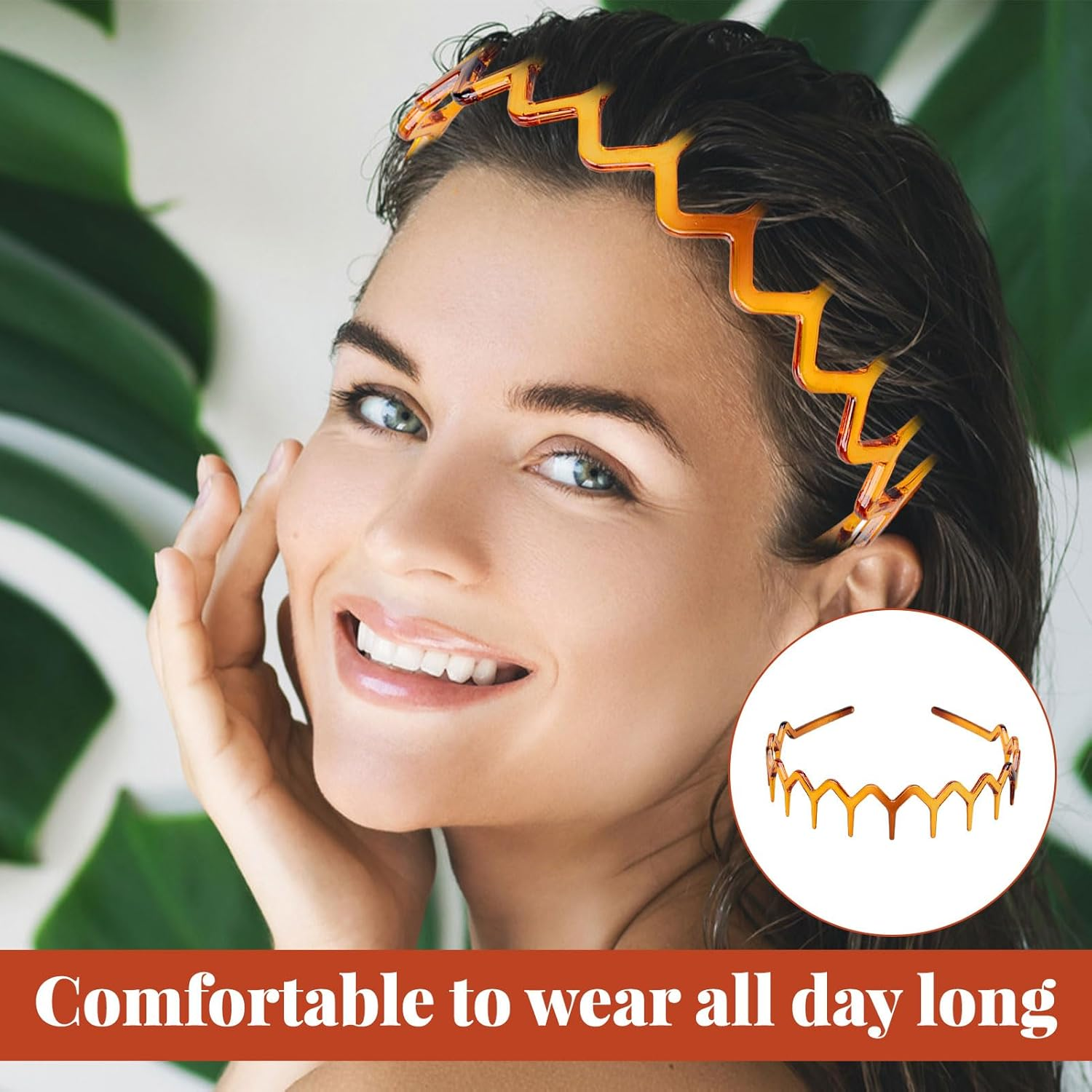 Zig Zag Headband, 4Pcs Headbands for Women, Hair Band, Zig Zag Black Plastic Sharks Tooth Hair, Tooth Comb Hairband Wavy Zigzag Headband, Plastic Hair Hoops Zigzag Hair Band for Women Men image number 1