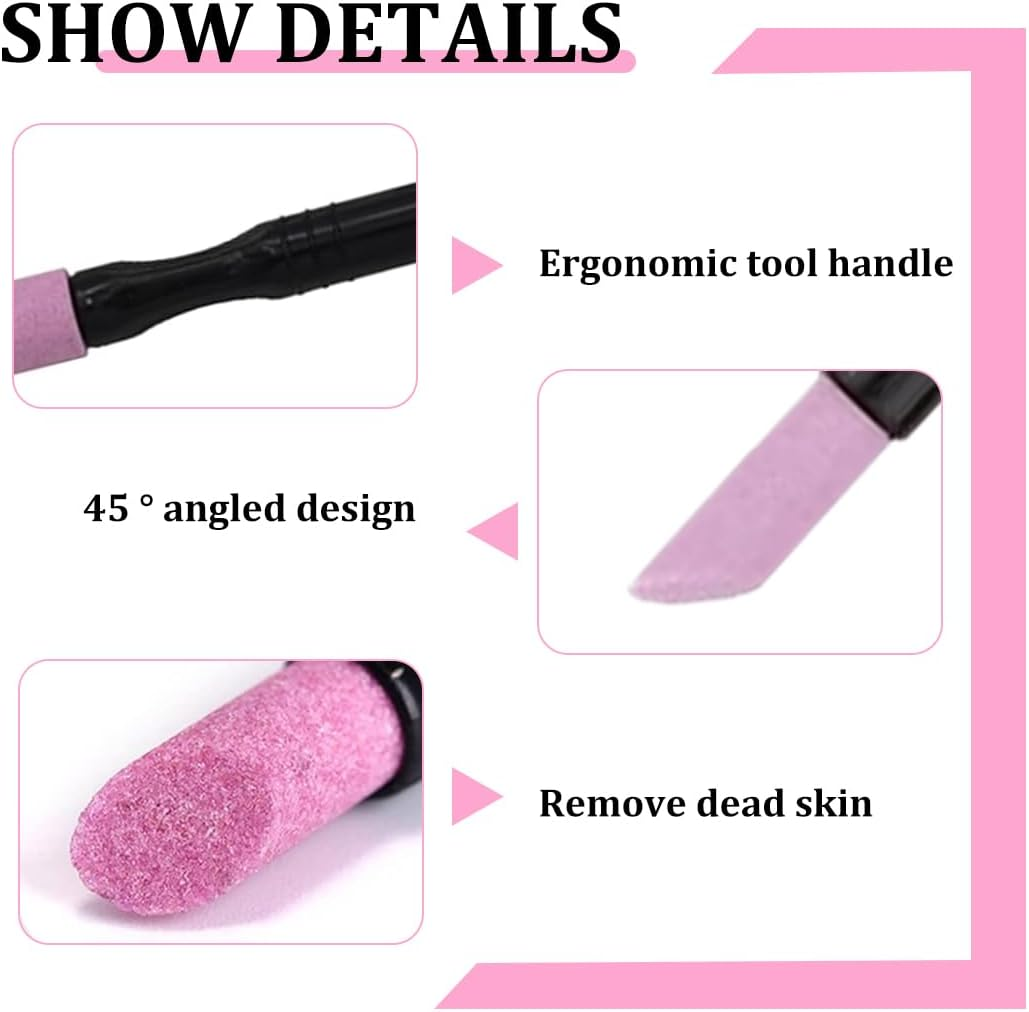 MOLZINY Pack of 10 Manicure Grinding Pens, Cuticle Remover, Double Headed Nail Files, Cuticle Pusher Pens, Quartz Pen, Stone Nail File Pen, Cuticle File Trimmer for Nail Bed Cleaning Care image number 3