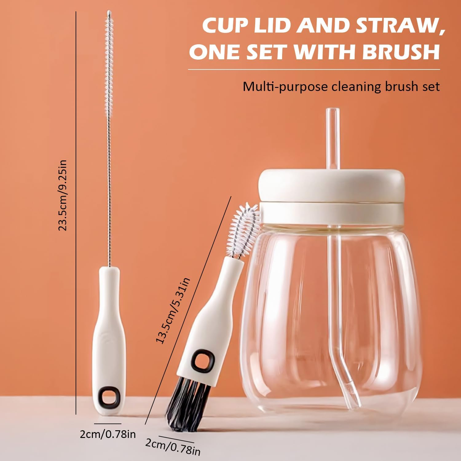 TORMEN 2 in 1 Cup Lid Cleaning Brush Set, Flexible Baby Bottle Cleaner Kit Sippy Cups, Bendable Gap Cleaner & Straw Reusable Straws, Hard-To-Reach Corners (2 Pcs) image number 1