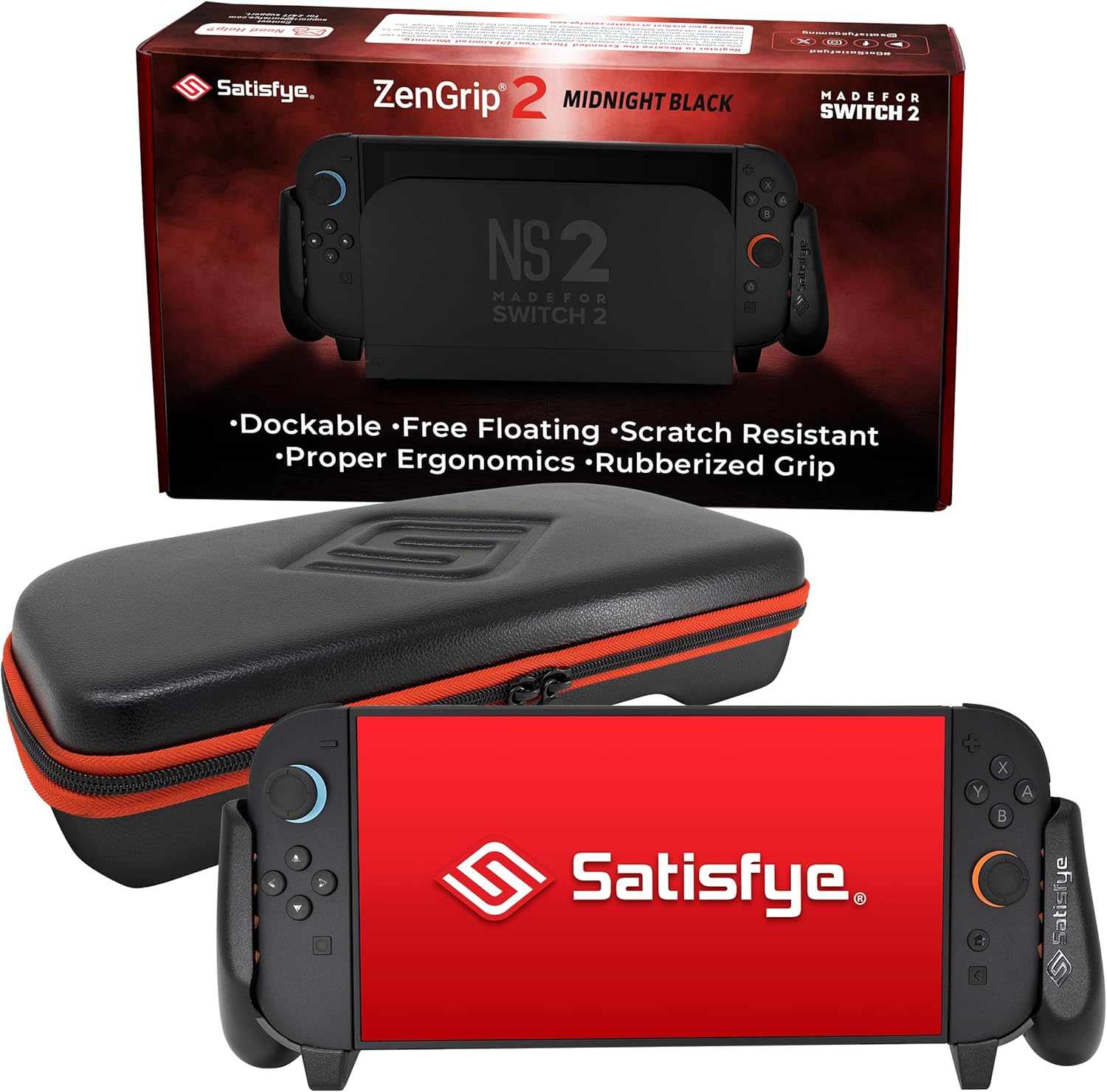 Satisfye Zengrip Pro Slim Bundle, Accessories Compatible with Nintendo Switch - the Bundle Includes: Grip, Slim Case. Bonus: 2 Thumbsticks image number 1