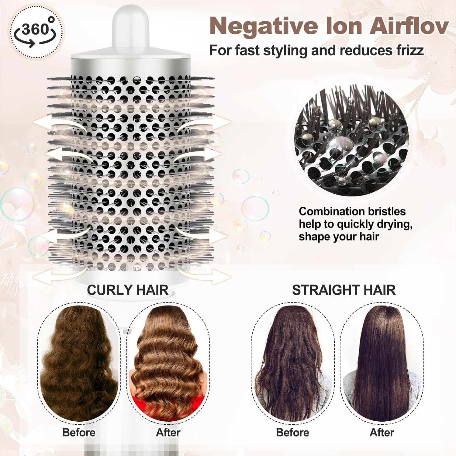 PUREGUST round Brush Attachment for Shark Flexstyle HD430 HD435 HD440 Accessories, Jumbo Oval round Volumizing Brush Styling for Straight, Wavy, Curly, and Coily Hair image number 2