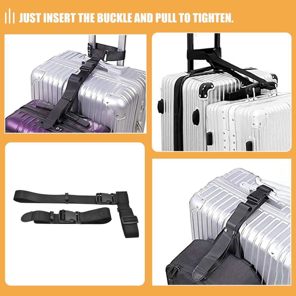 ORFOFE Adjustable Travel Luggage Connector Straps Multi-Functional Suitcase Linking Belts with Buckles Prevents Bag Detachment and Item Loss Space-Saving Design for Secure Packing image number 1