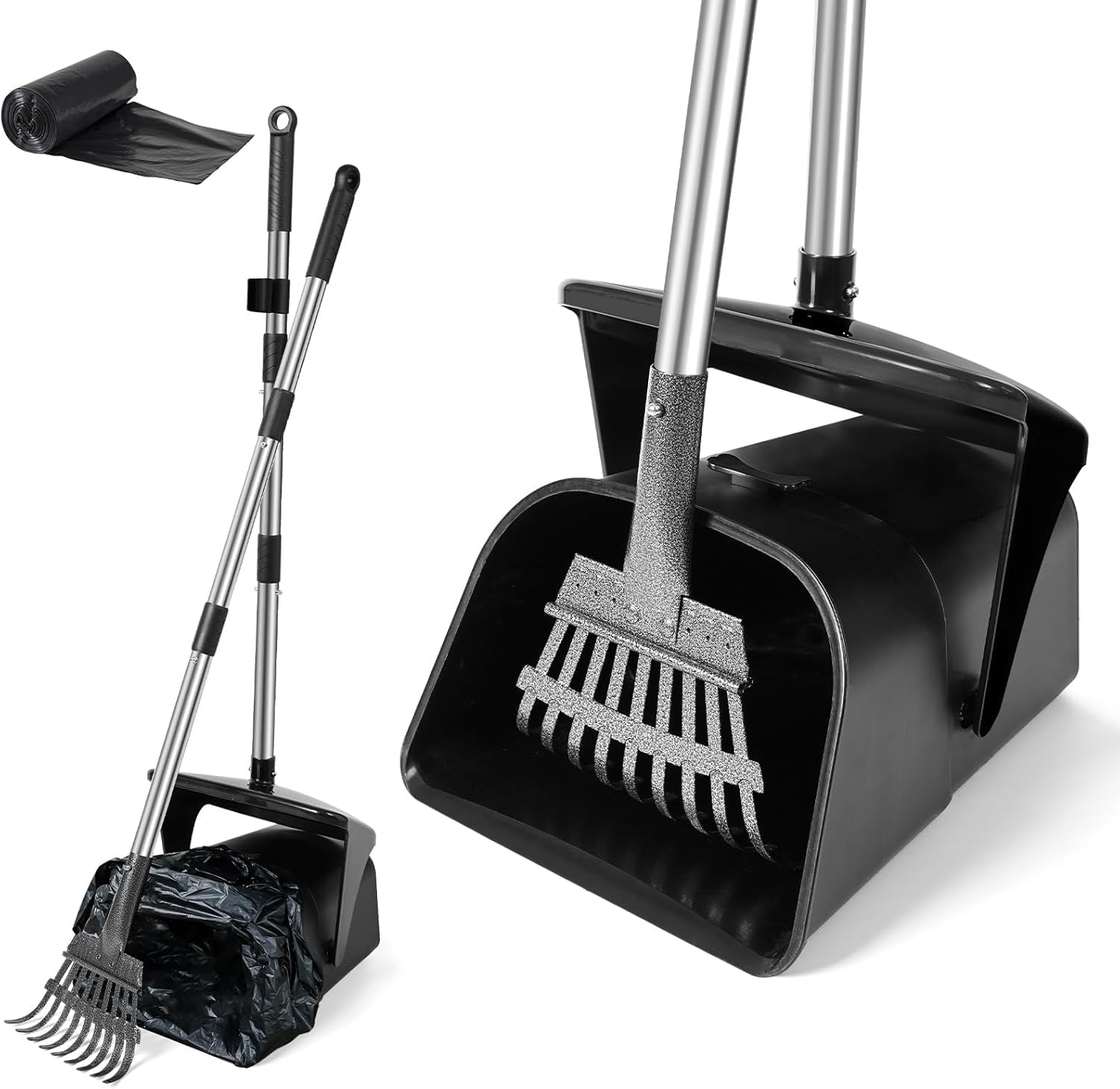 Pooper Scooper Swivel Bin &Rake for Medium&Large Dogs,101Cm Long Handle Adjustable Dog Pooper Scooper with 20 Waste Bags,Portable Poop Scooper for Pet Waste,Dog Poop Picker for Dogs for Garden,Yard image number 6