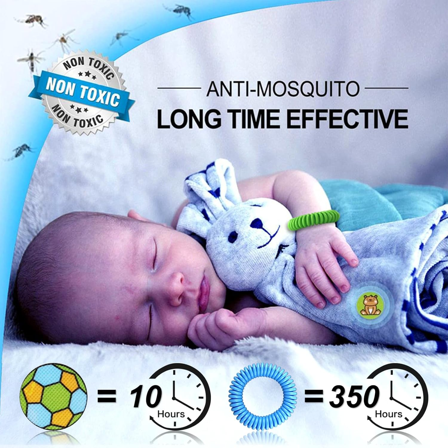 Mosquito Repellent Bracelets 48 Pack Individually Wrapped Mosquito Repellent Bands for Kids and Adults with 24 Pcs Mosquito Repellent Stickers for Indoor and Outdoor Protection image number 2