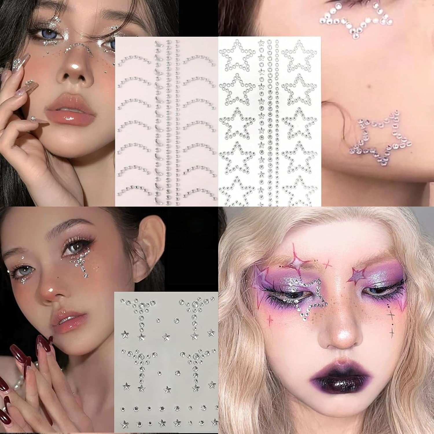 Rylaxzon Face Gems & Hair Jewels - Self-Adhesive Rhinestones & Pearls for DIY Makeup Crafts image number 2