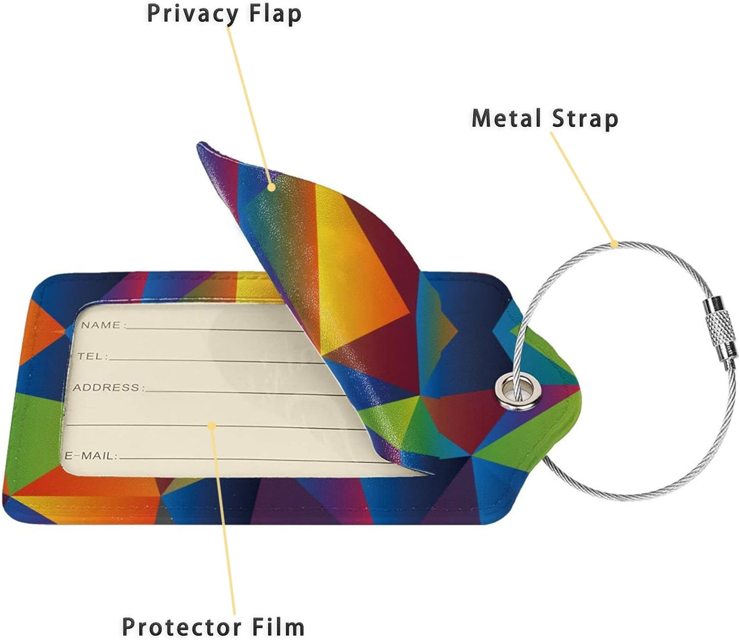 2 Pack Luggage Tag for Suitcase, Cute Leather Baggage Tag with Stainless Steel Loop Privacy Cover for Women Girls Bag Travel