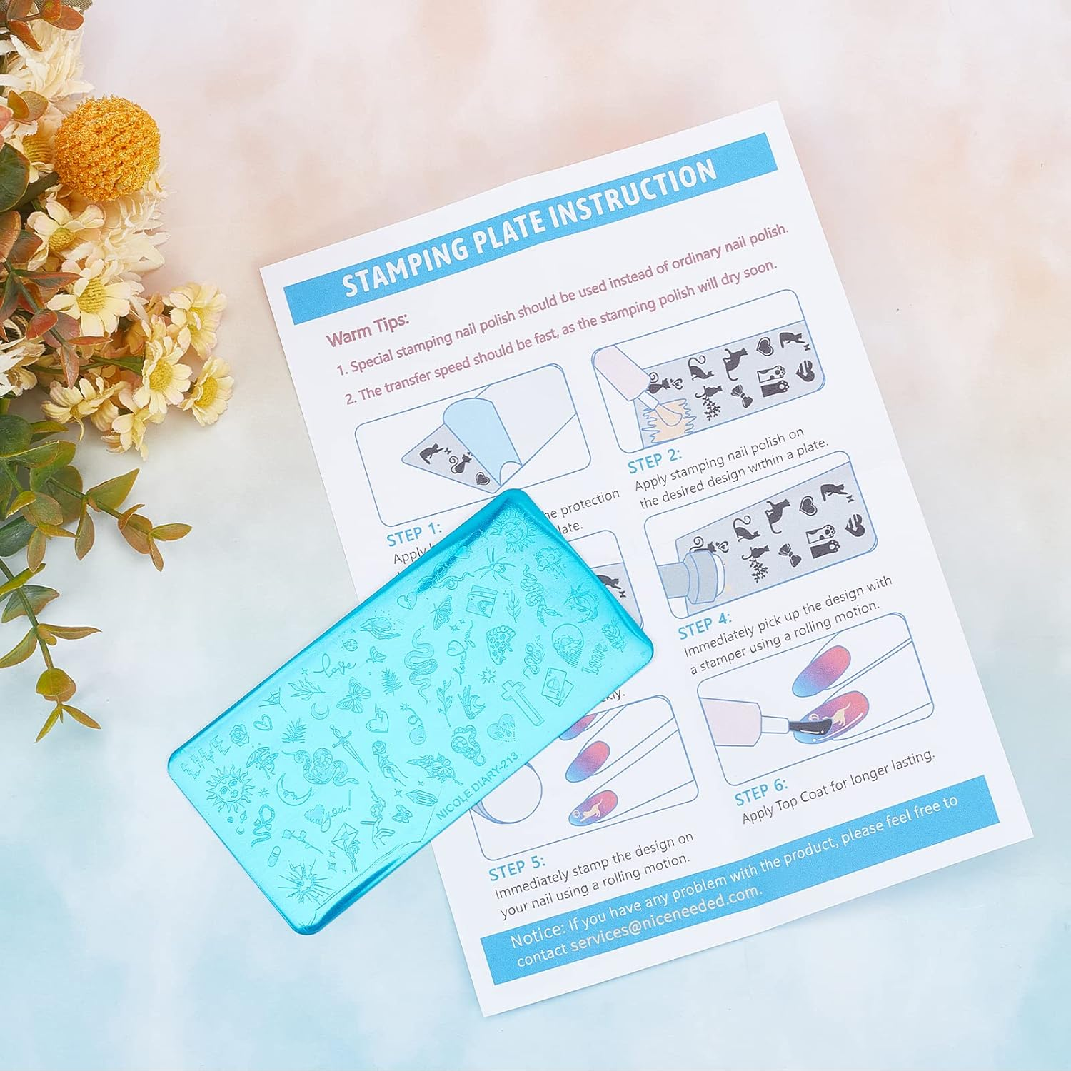 NICENEEDED Punk Style Nail Art Stamping Template, Tarot Cross Snake Butterfly Image Nail Plates Nail Supplies, 1Pc Mix Pattern Vintage Nail Templates for Printing Stencil Tools image number 3